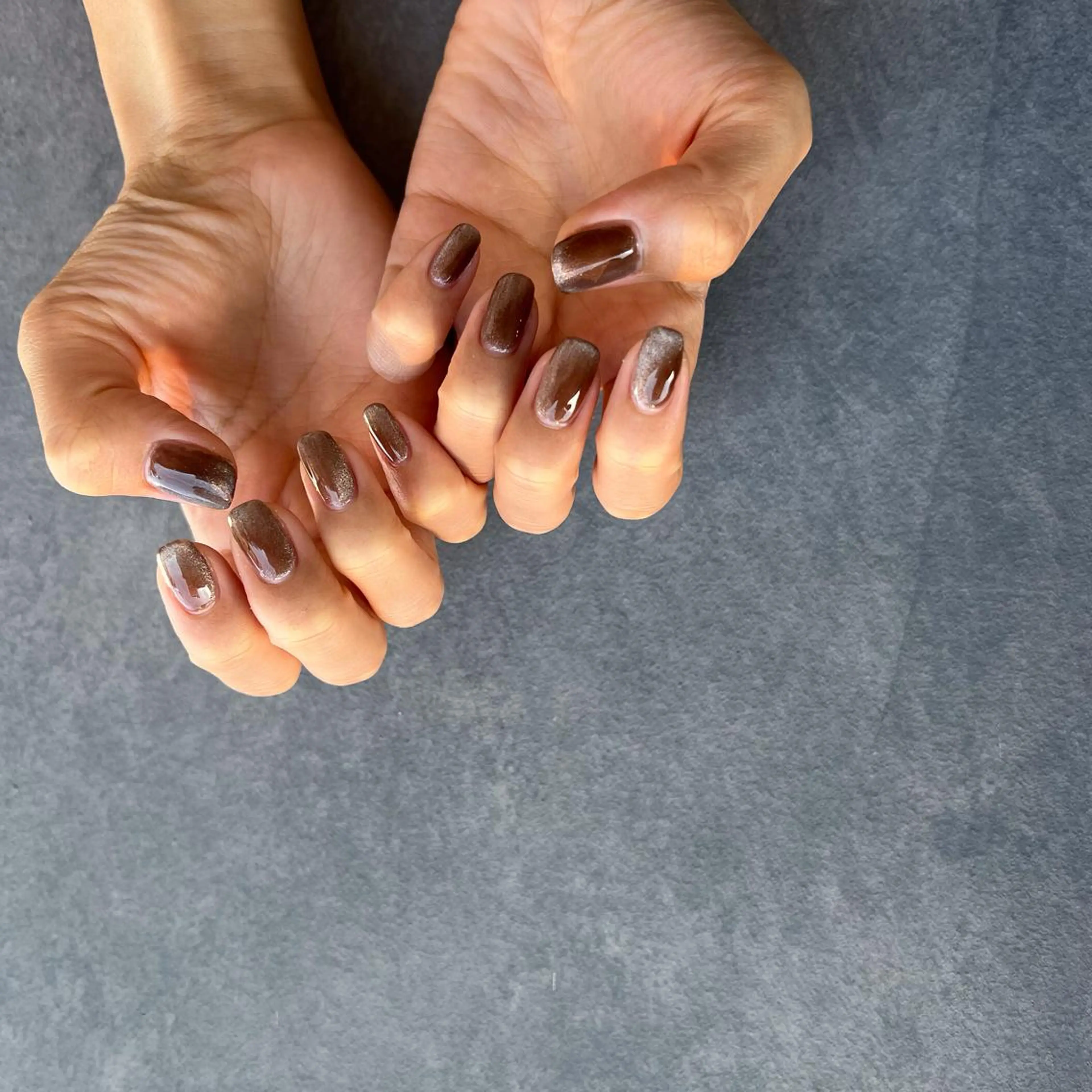 ネイル ブラウン マグネットネイル パラジェル登録サロン N°nail 立川のネイルデザイン