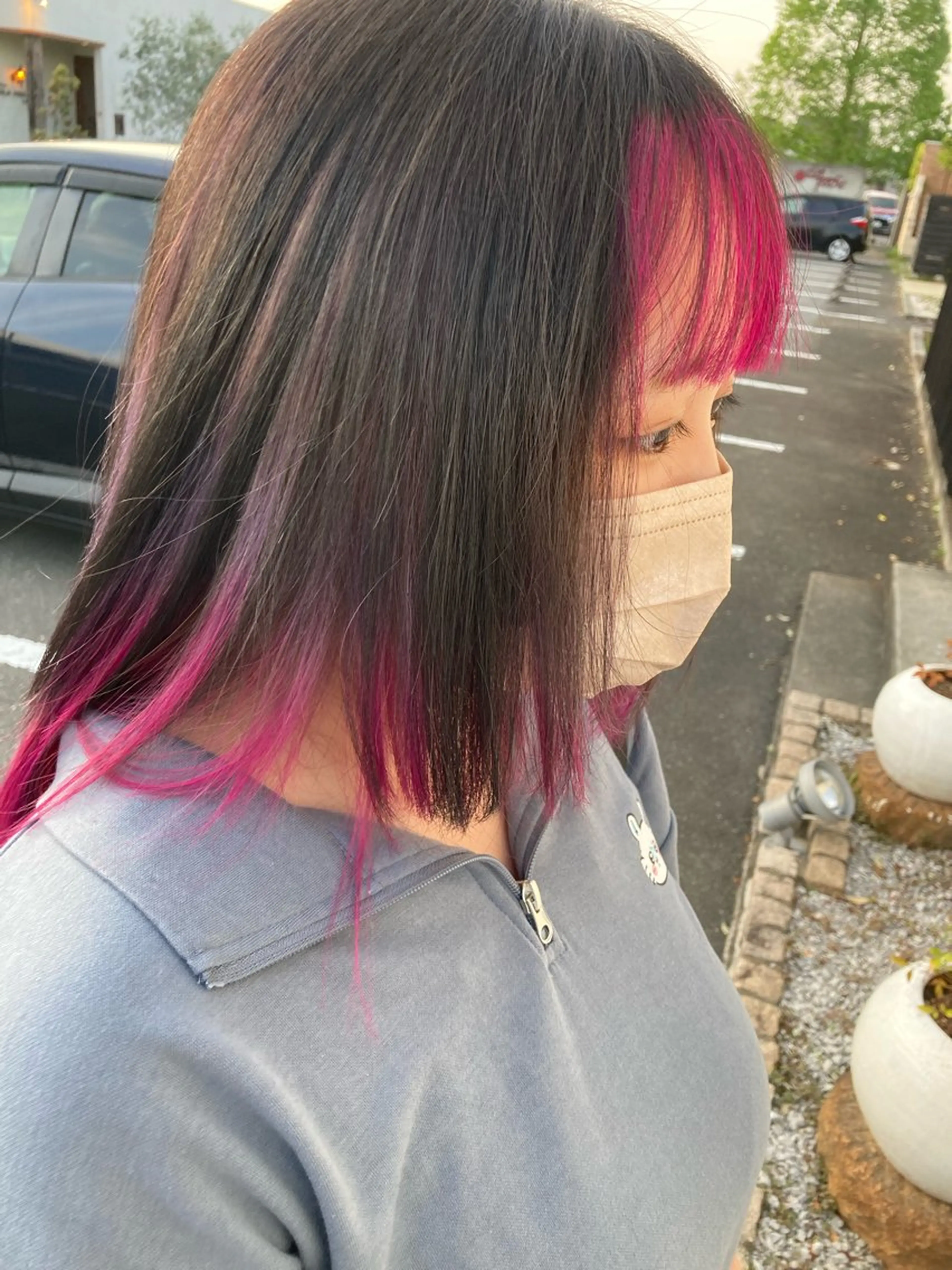 セミロング ミストバング 縮毛矯正特化 長谷川朋樹のヘアスタイル