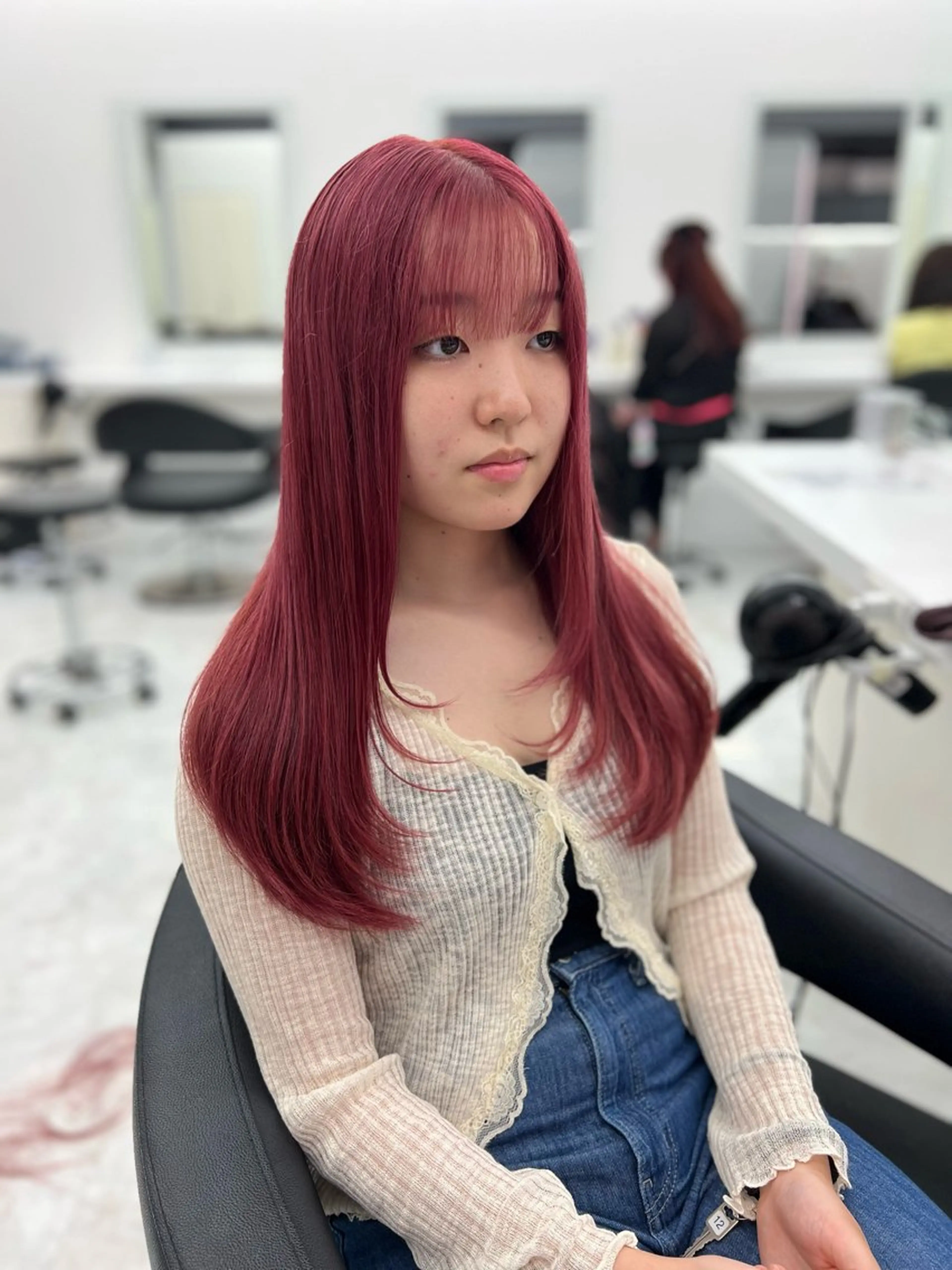 ロング カラー カット ヘアカラー トリートメント ヘッドスパ ダブルカラー特化💖 韓国ヘア💖りくのヘアスタイル