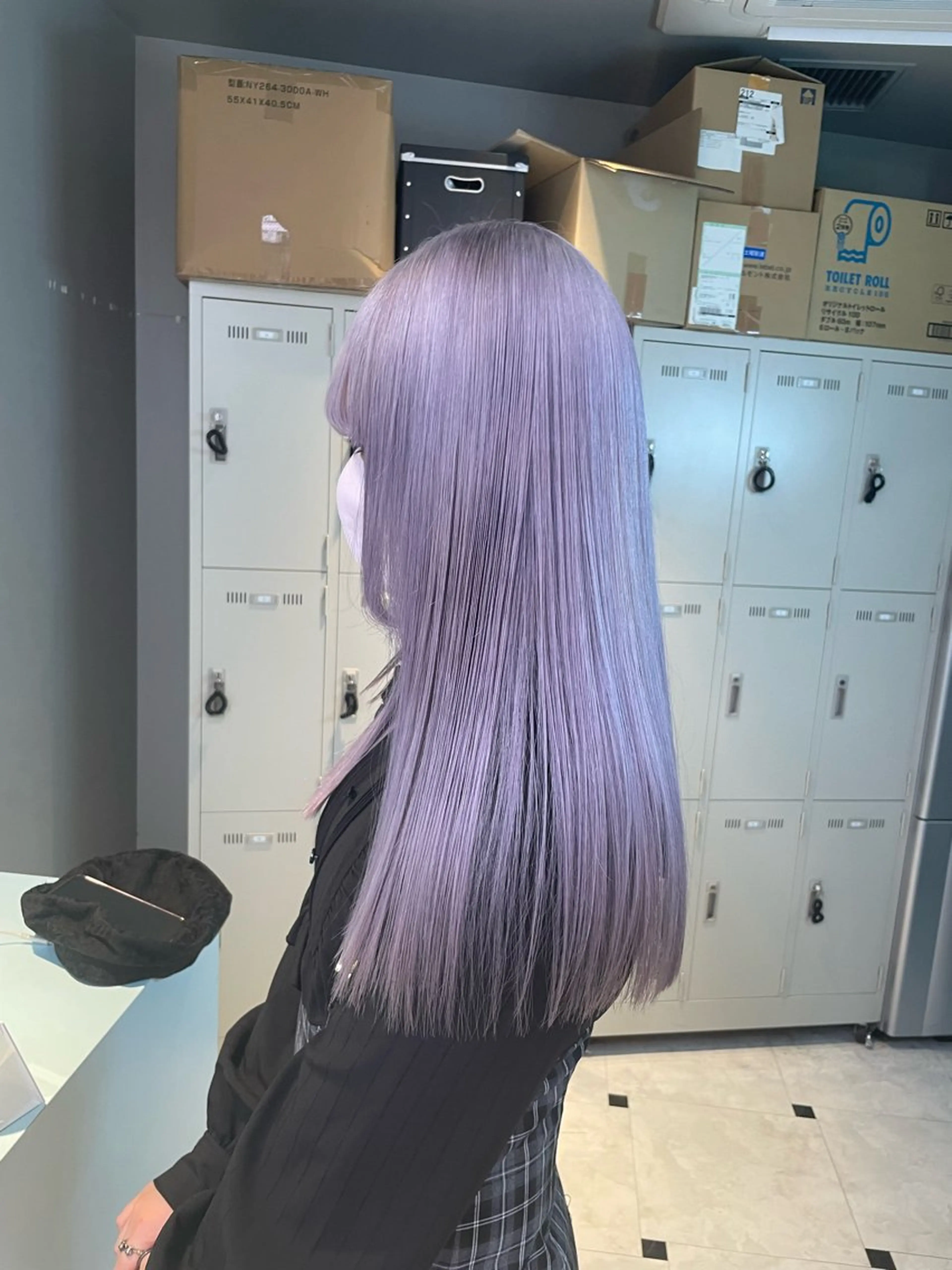 セミロング ブリーチ✖️ 縮毛LANDのヘアスタイル