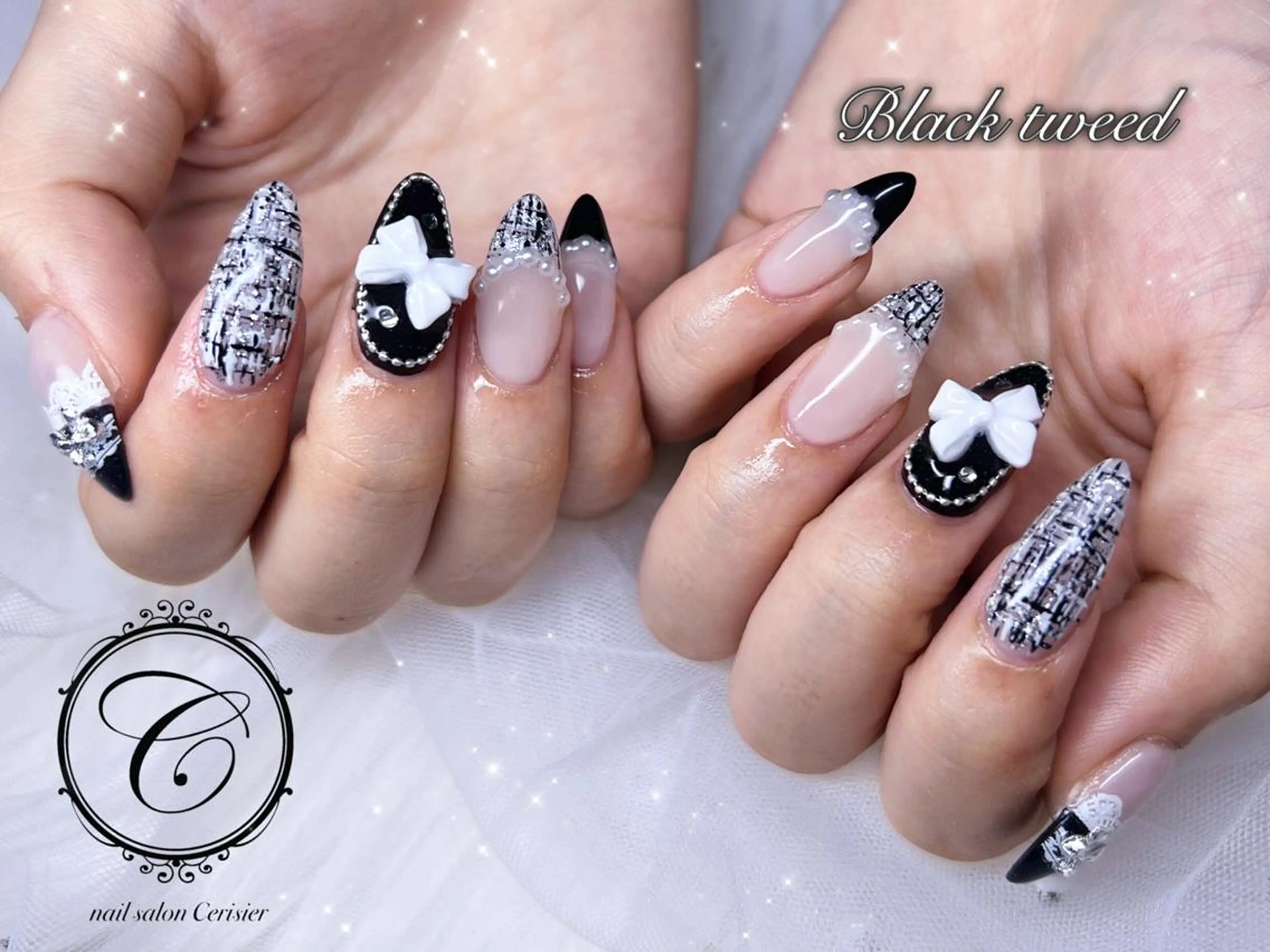 ネイル フレンチネイル ジェルネイル マグネットネイル パラジェル ツイードネイル cerisier セリシールのネイルデザイン