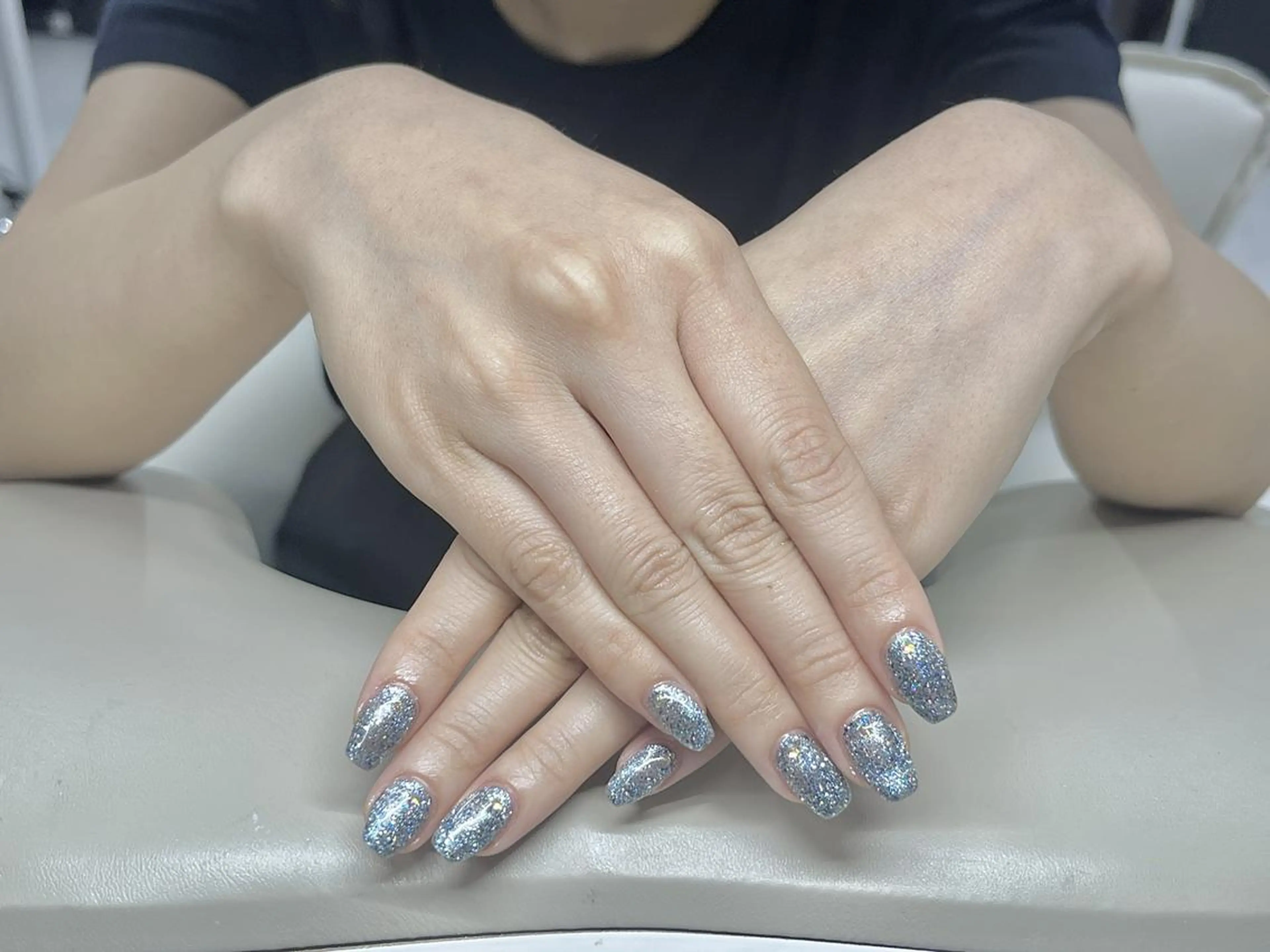 ネイル 長さ出し ジェルネイル 韓国ネイル ラメ(グリッター) ラメグラデーション キタ ノのネイルデザイン