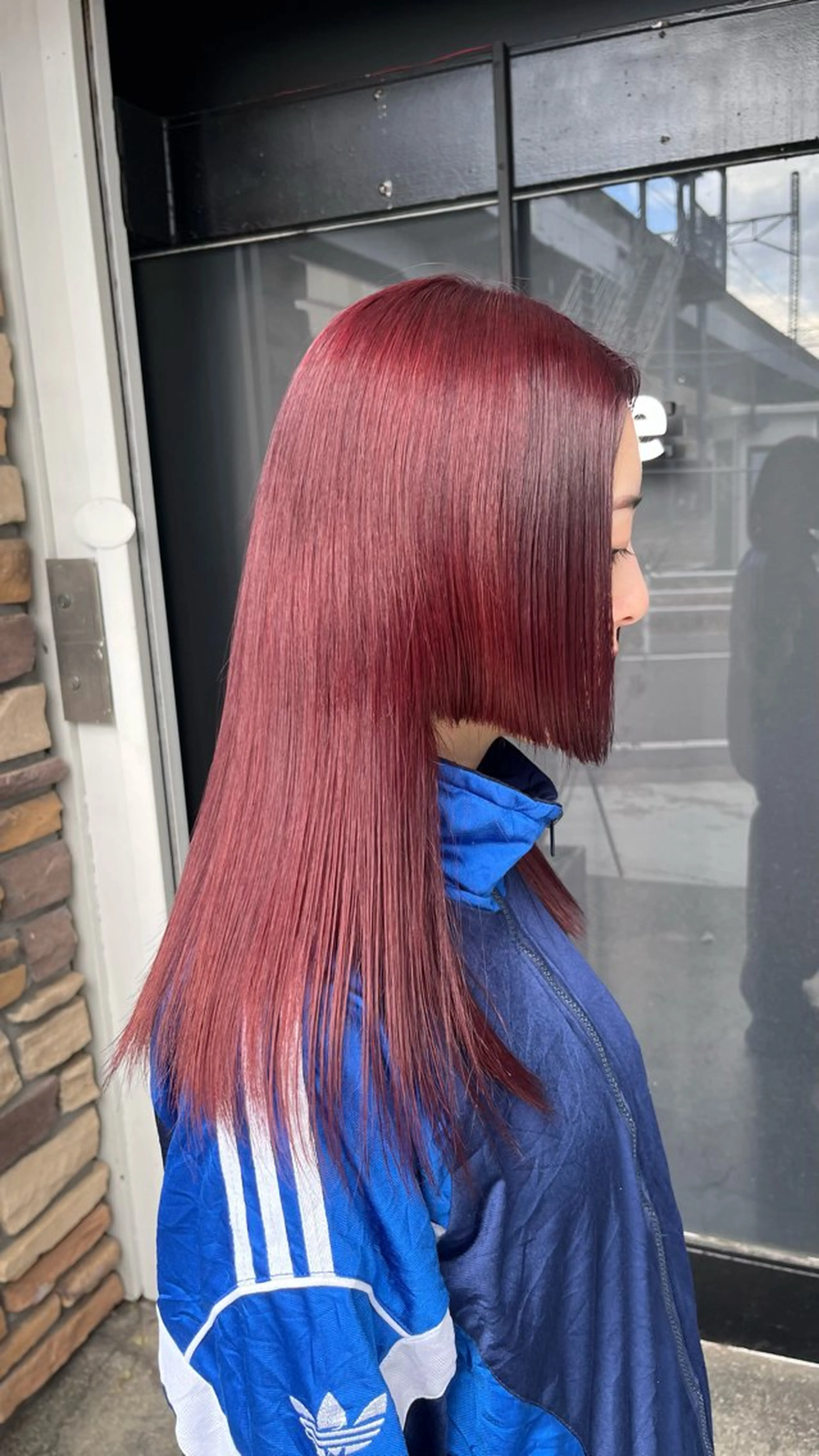 ロング カラー レッドカラー 縮毛矯正 透明感カラー/パーマ 🌀アオノアユミのヘアスタイル