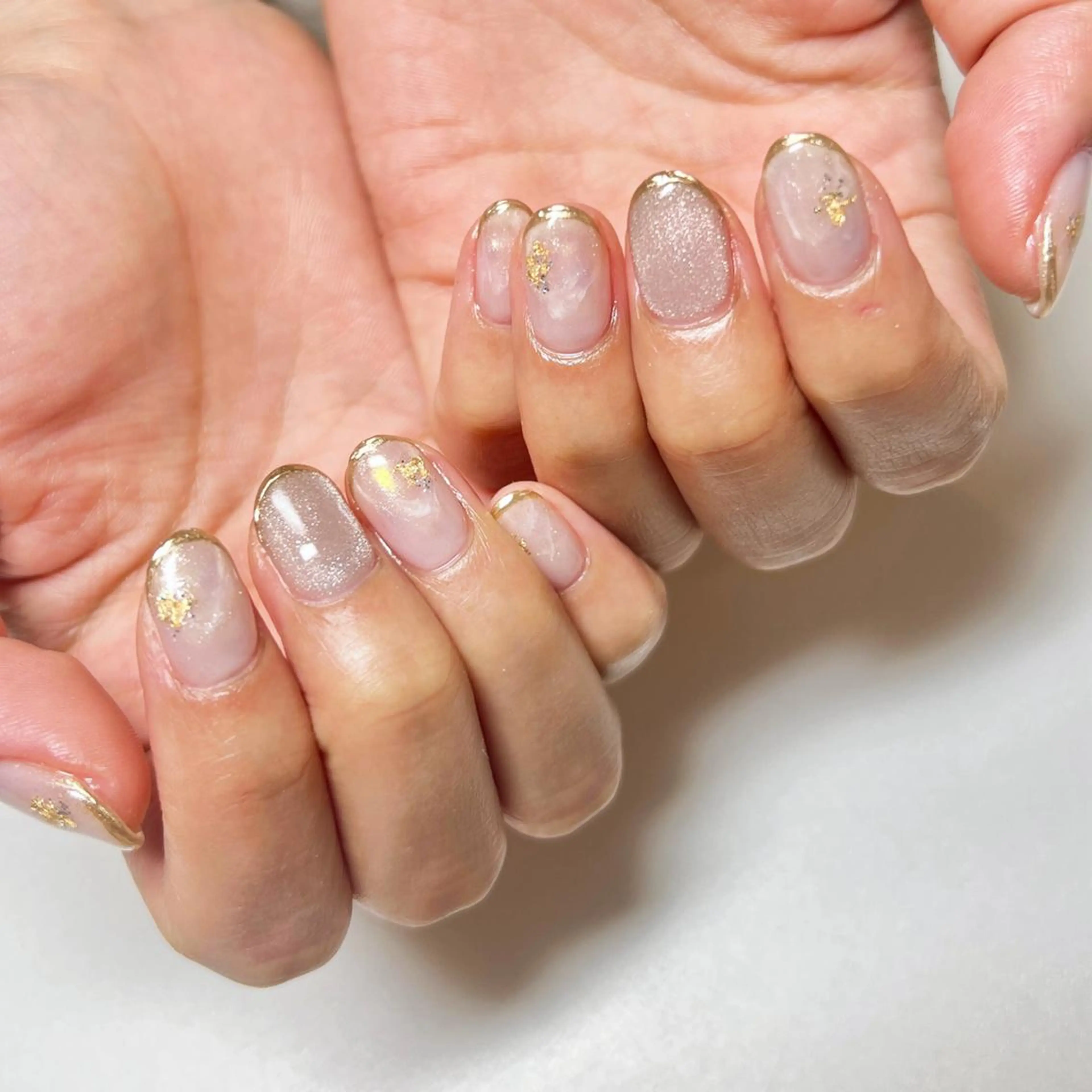 ネイル アートネイル フレンチネイル ミラーネイル 持ち込み ニュアンスネイル REHTOF 【銀座駅徒歩1分】のネイルデザイン