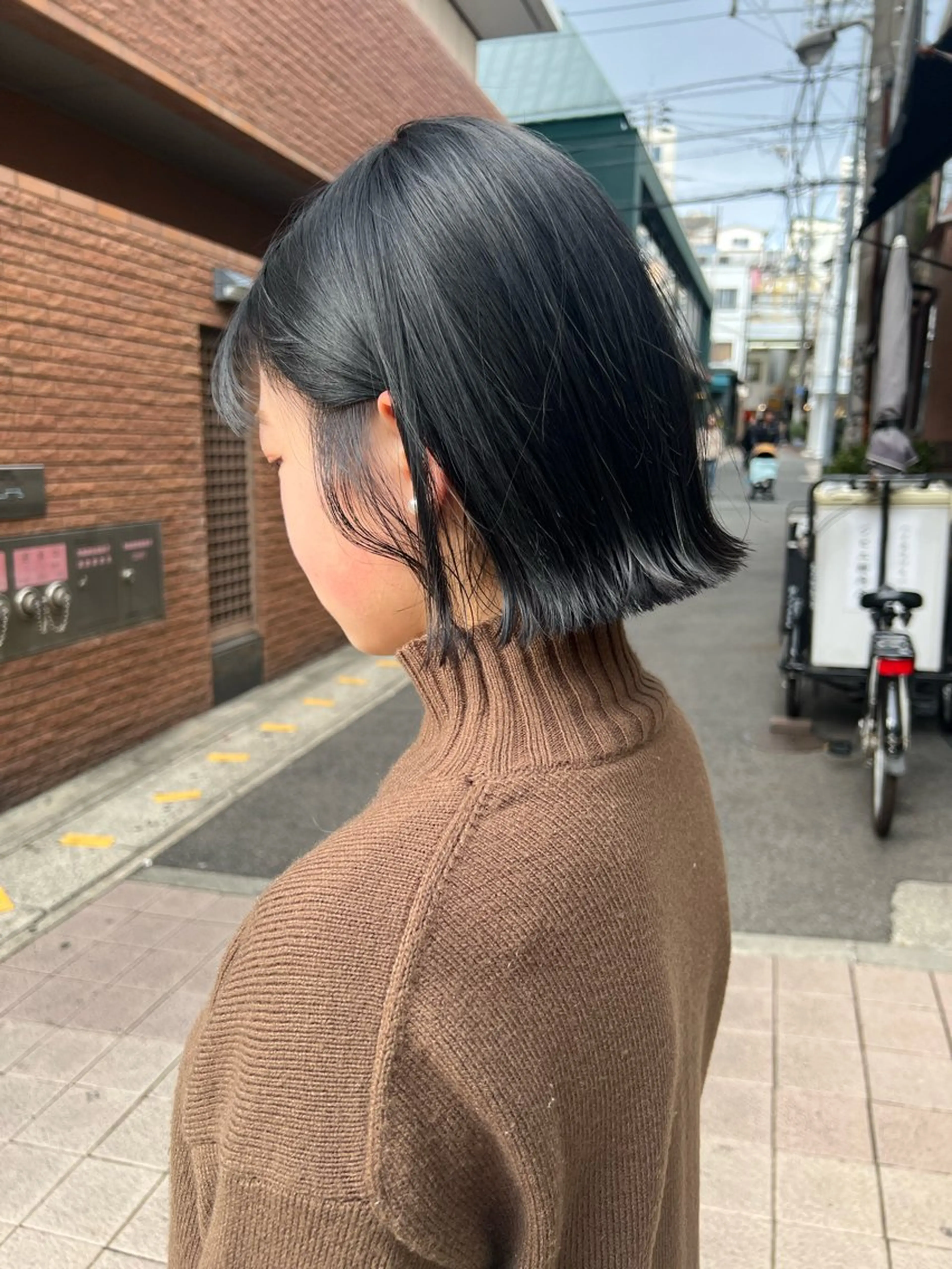 ショート カラー 切りっぱなしボブ ボブ 神戸ボブ✂️ ioe三宮/田 伸佳のヘアスタイル