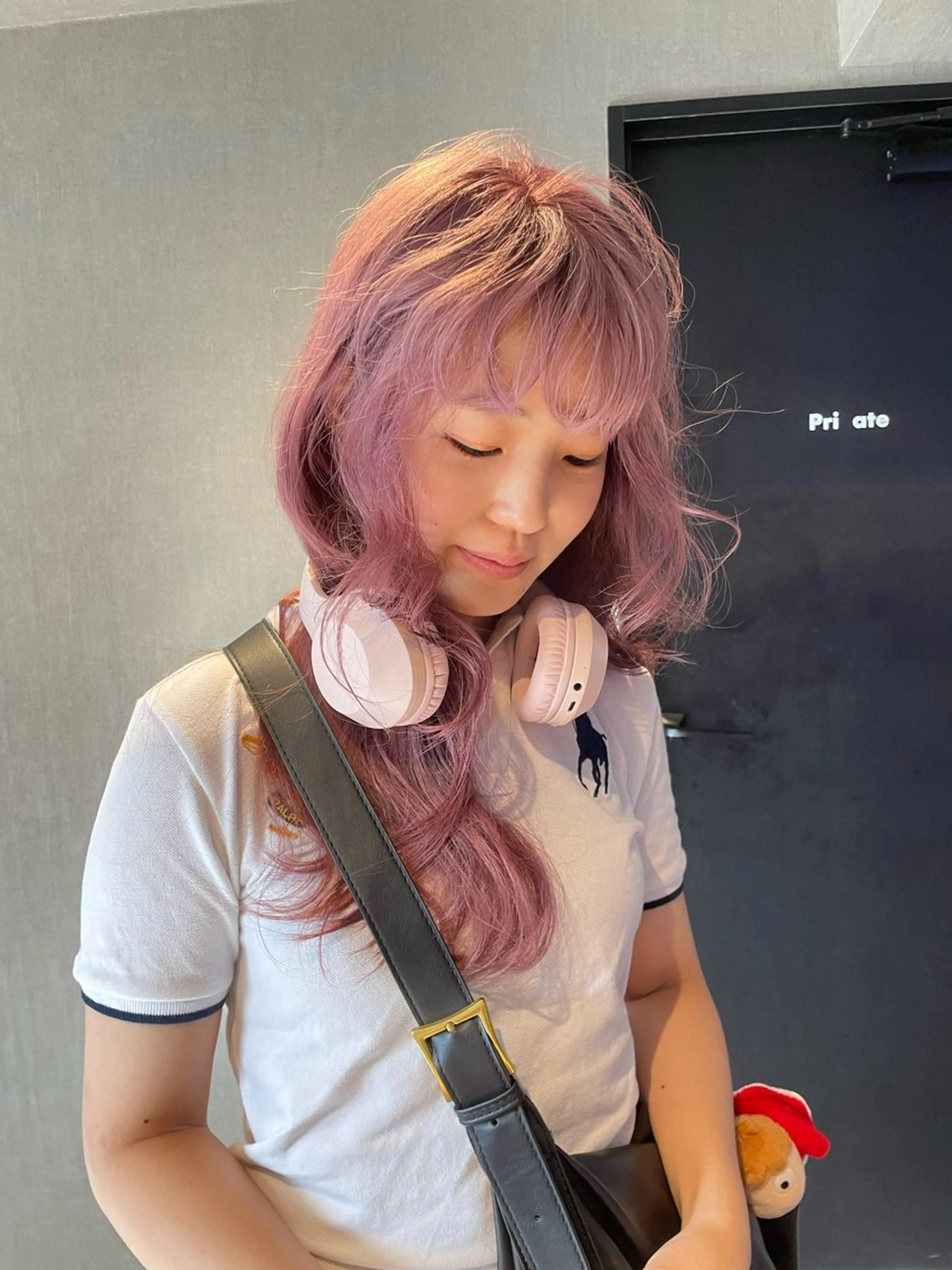 ロング カラー ベージュカラー ピンクカラー ピンクベージュ ロング ヘアカラー トリートメント メンズパーマモデル 募集　サトチハルのヘアスタイル