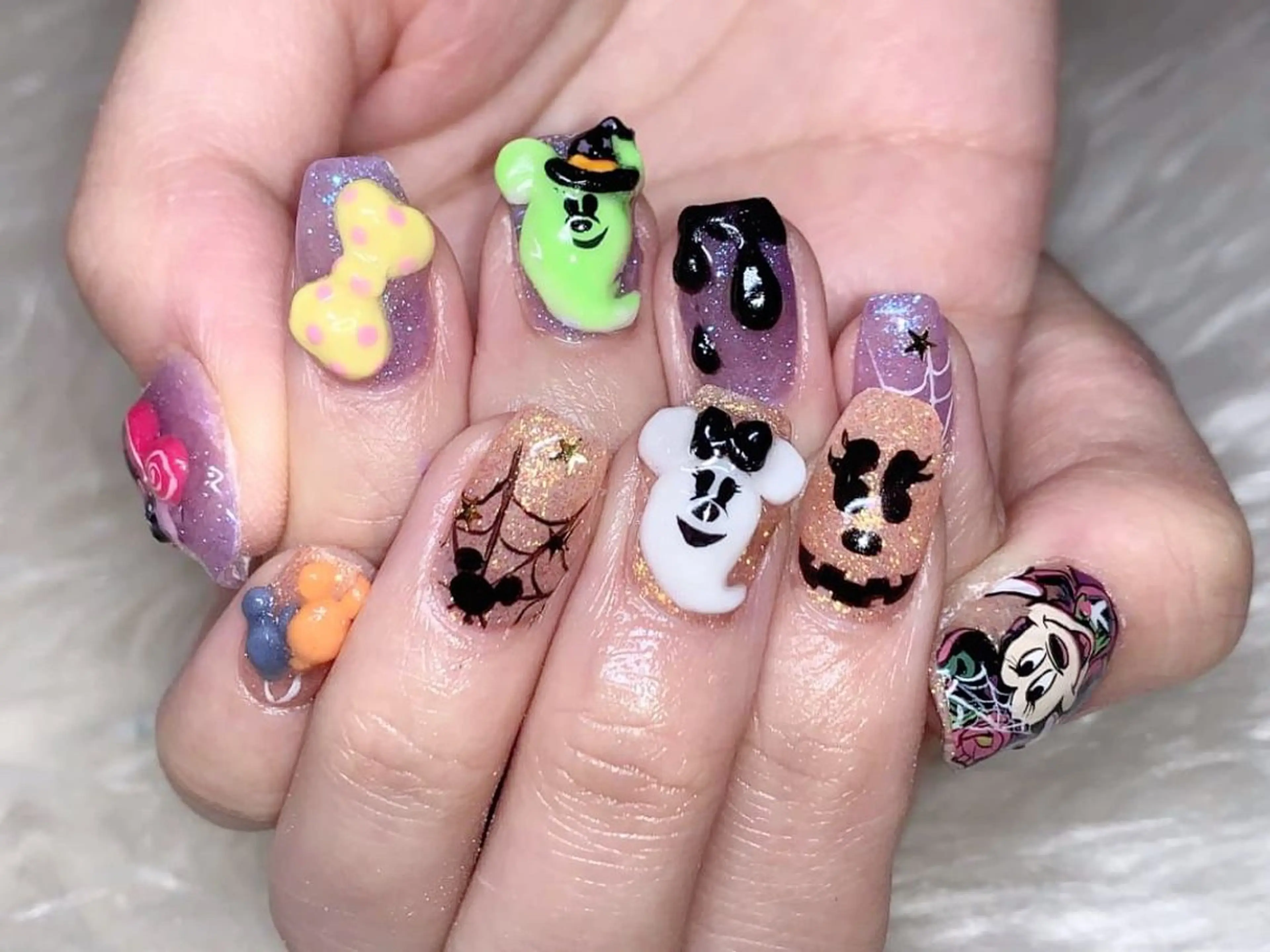 ネイル ハロウィン 持ち込み スカルプネイル NAILSGOGO shibuyaのネイルデザイン