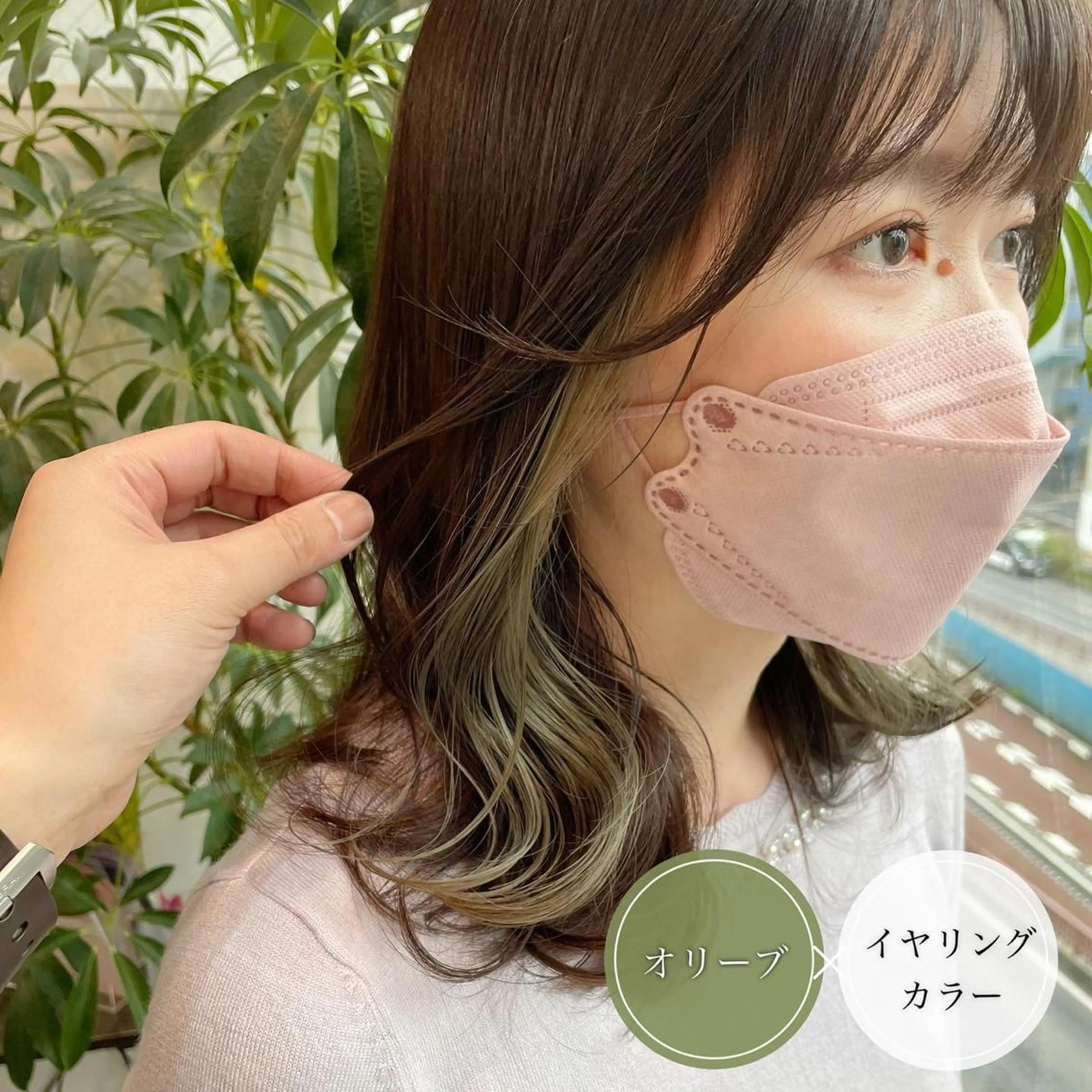 セミロング カラー ショートボブ ミストバング デザインカラー ダブルカラー イヤリングカラー ショート・ボブ💫 シブヤトモヒロのヘアスタイル
