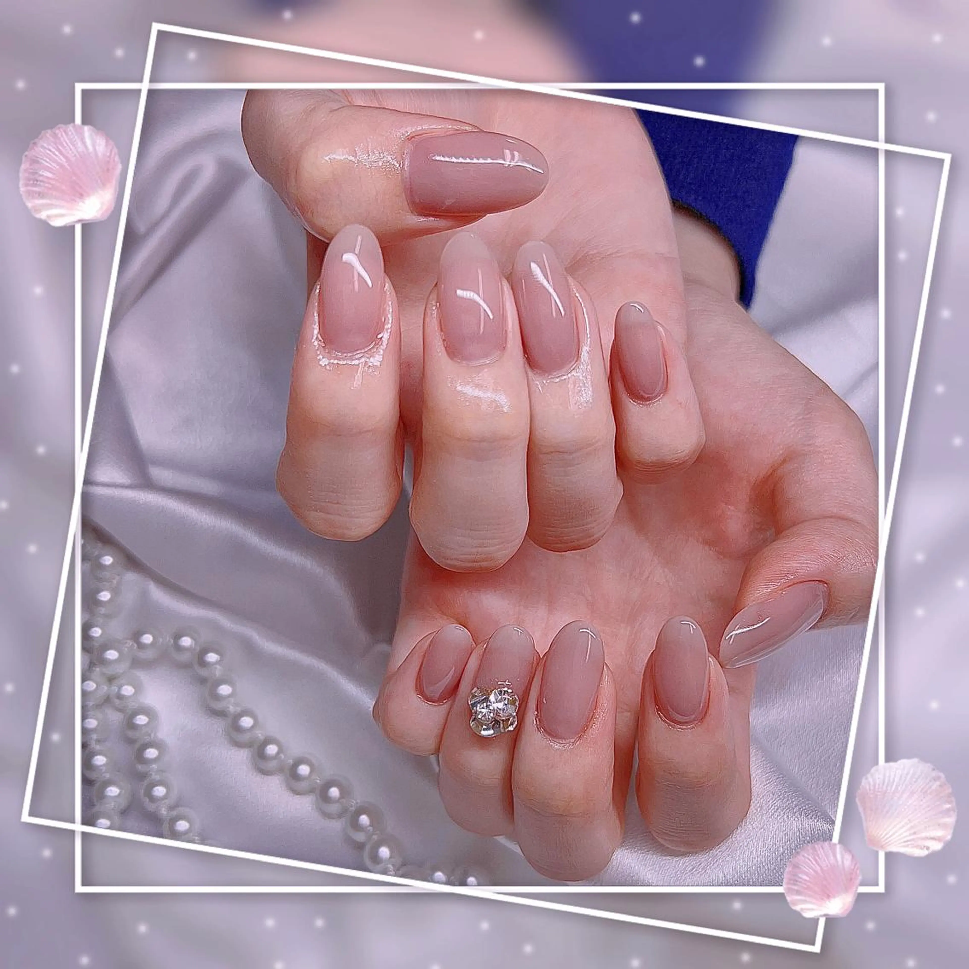 ネイル フレンチネイル キラキラネイル 韓国ネイル マグネットネイル マグネットフレンチ Chill Nailsalonのネイルデザイン