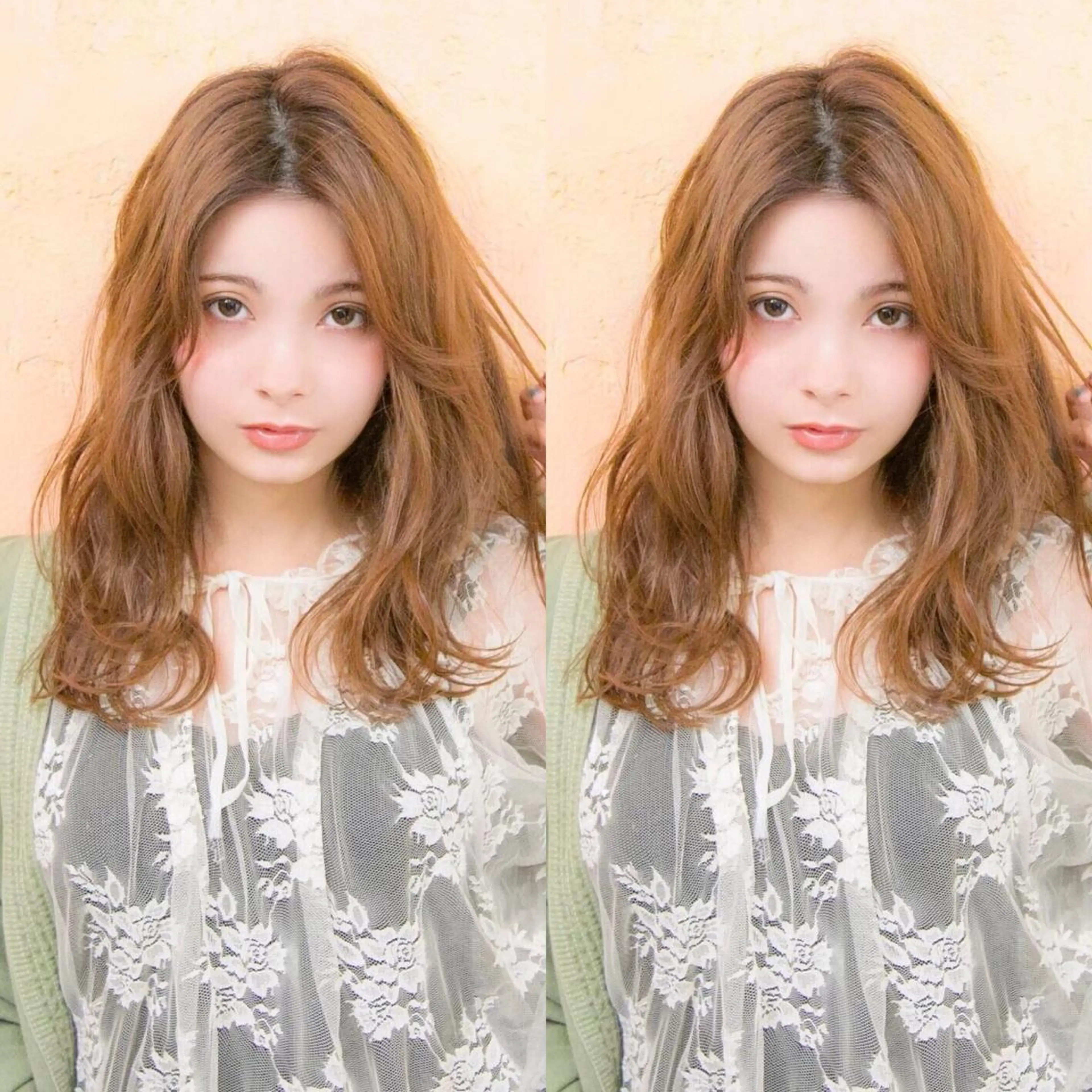 セミロング salowin 原宿 aroa所属・韓国／ハッシュカット ／透明感カラー／金野のヘアスタイル