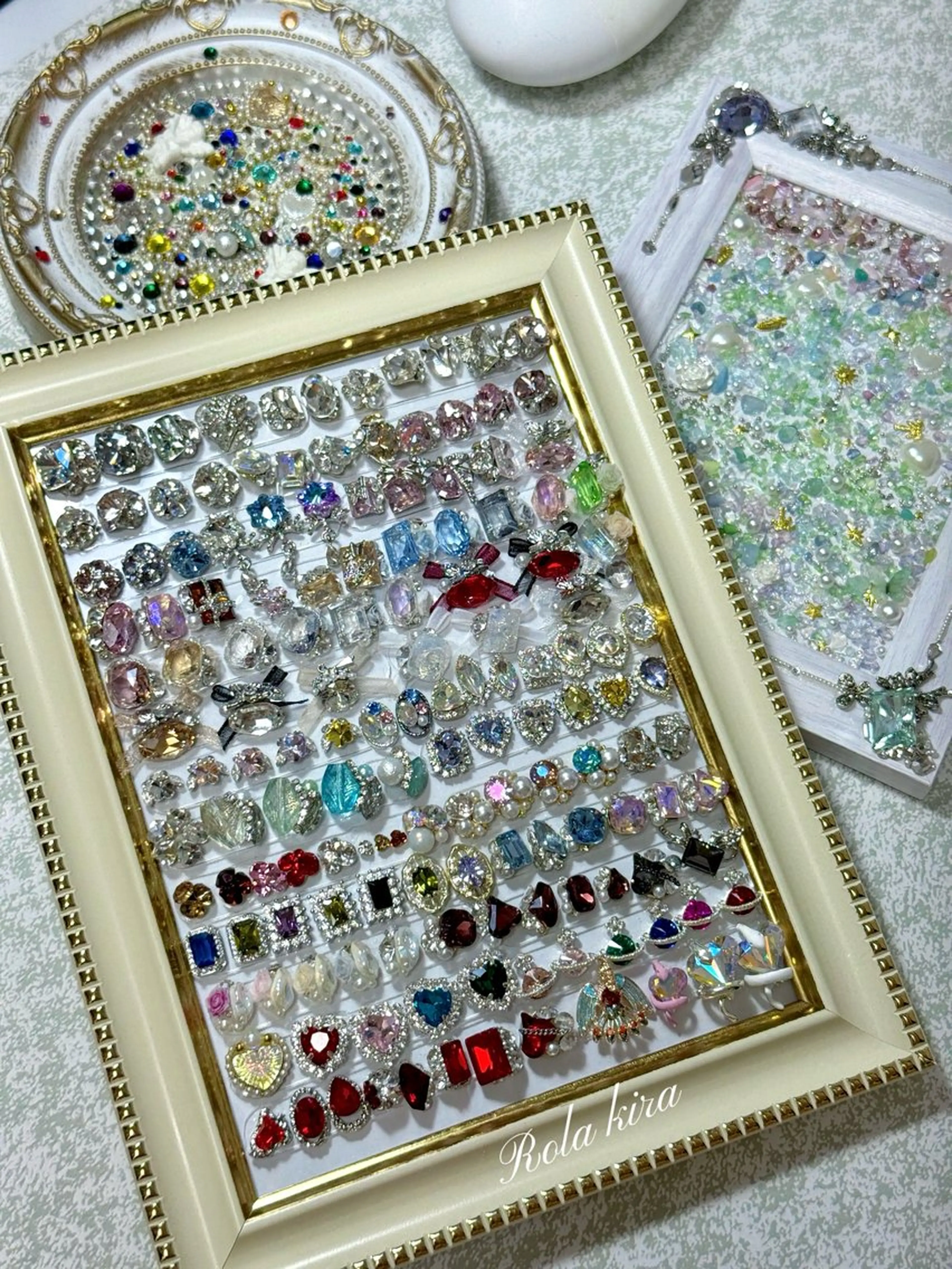 ネイル ブルー フレンチネイル ハート ホログラムネイル 氷ネイル・うるうるネイル Rola kira nail salon所属・Rola kira 麗のネイルデザイン