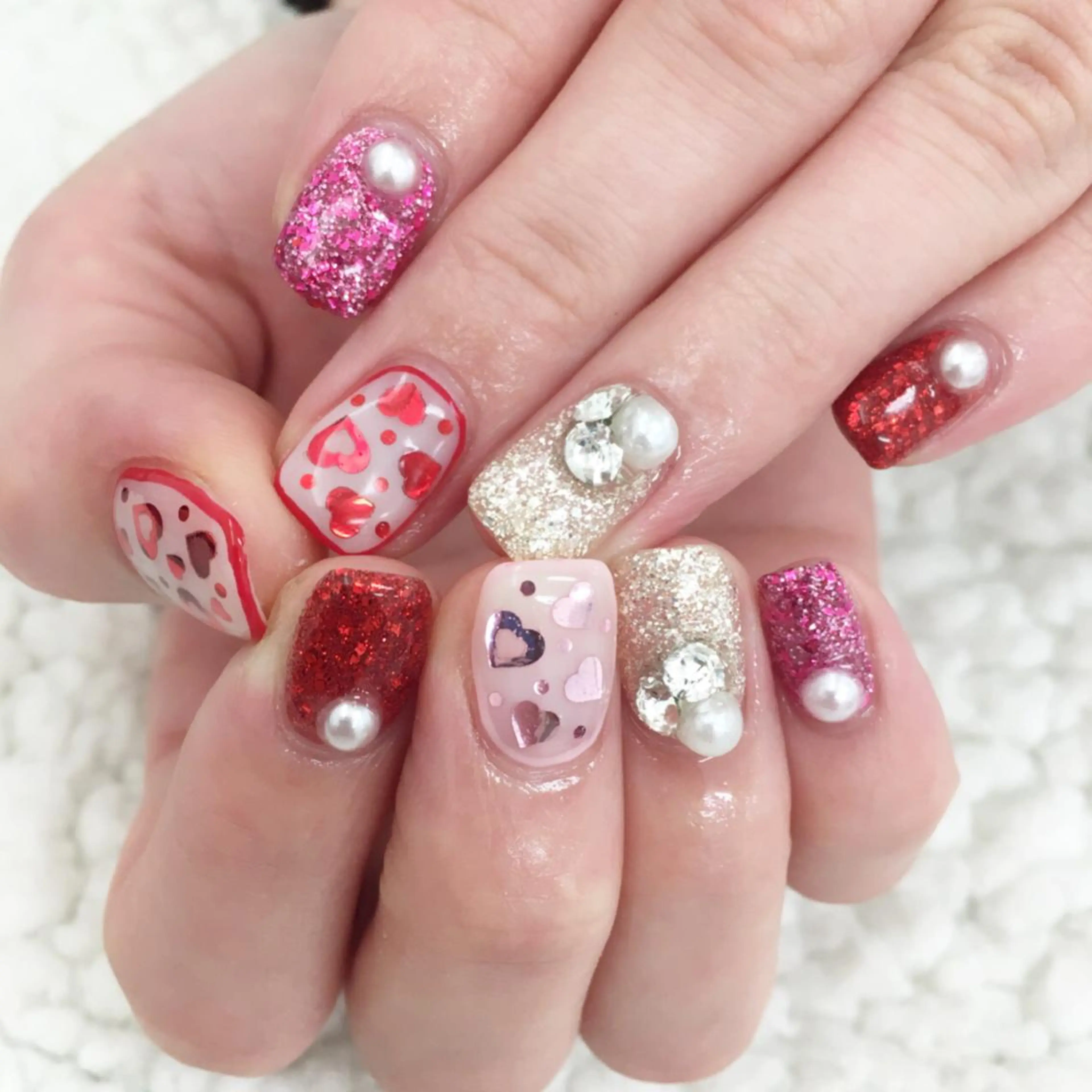 ネイル ハート キラキラネイル SHINE NAILのネイルデザイン