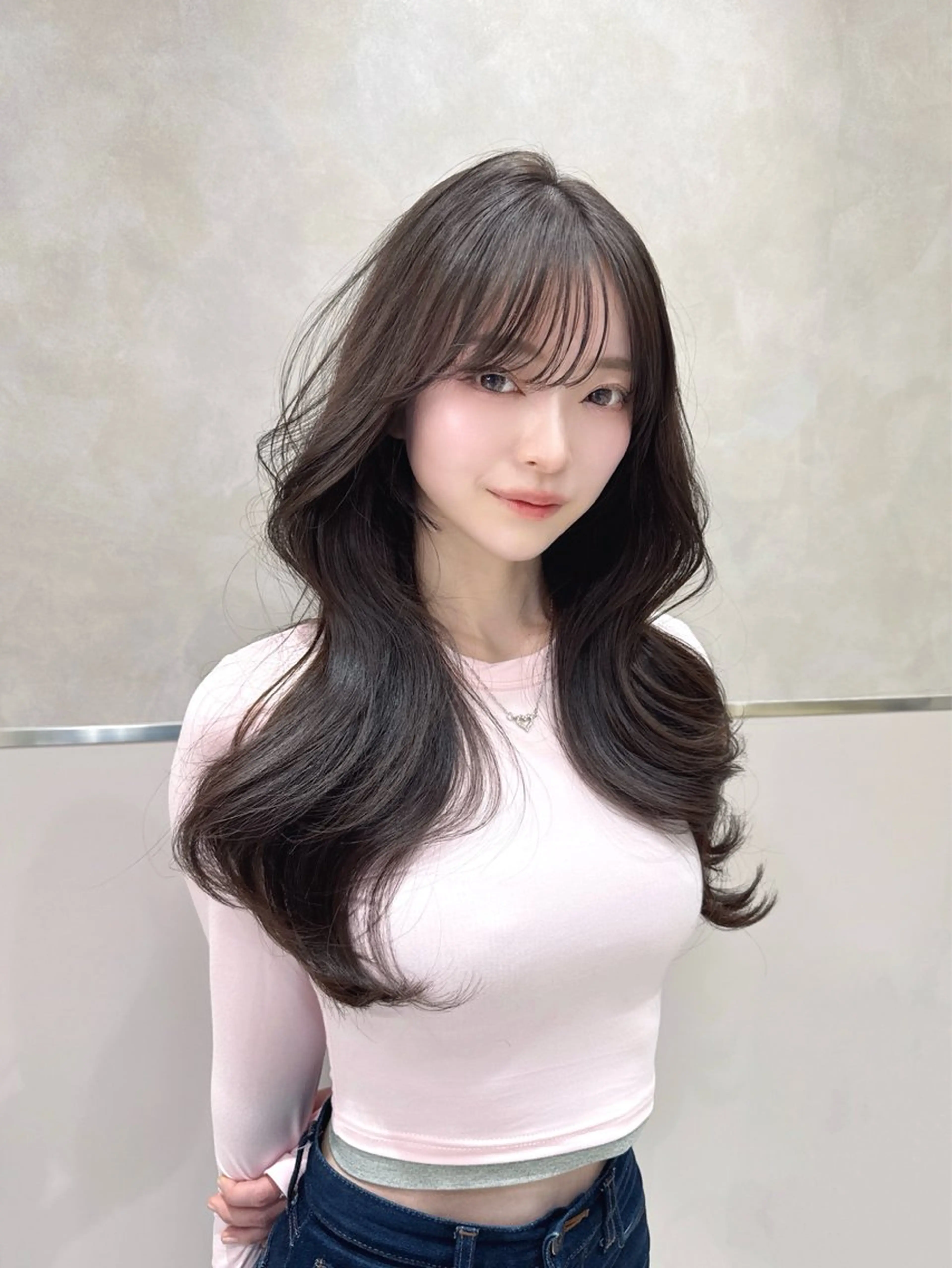 ミディアム カラー ヘアカラー トリートメント ヘッドスパ ヘアセット 韓国ヘア/レイヤー/ 顔まわり/りょーとのヘアスタイル