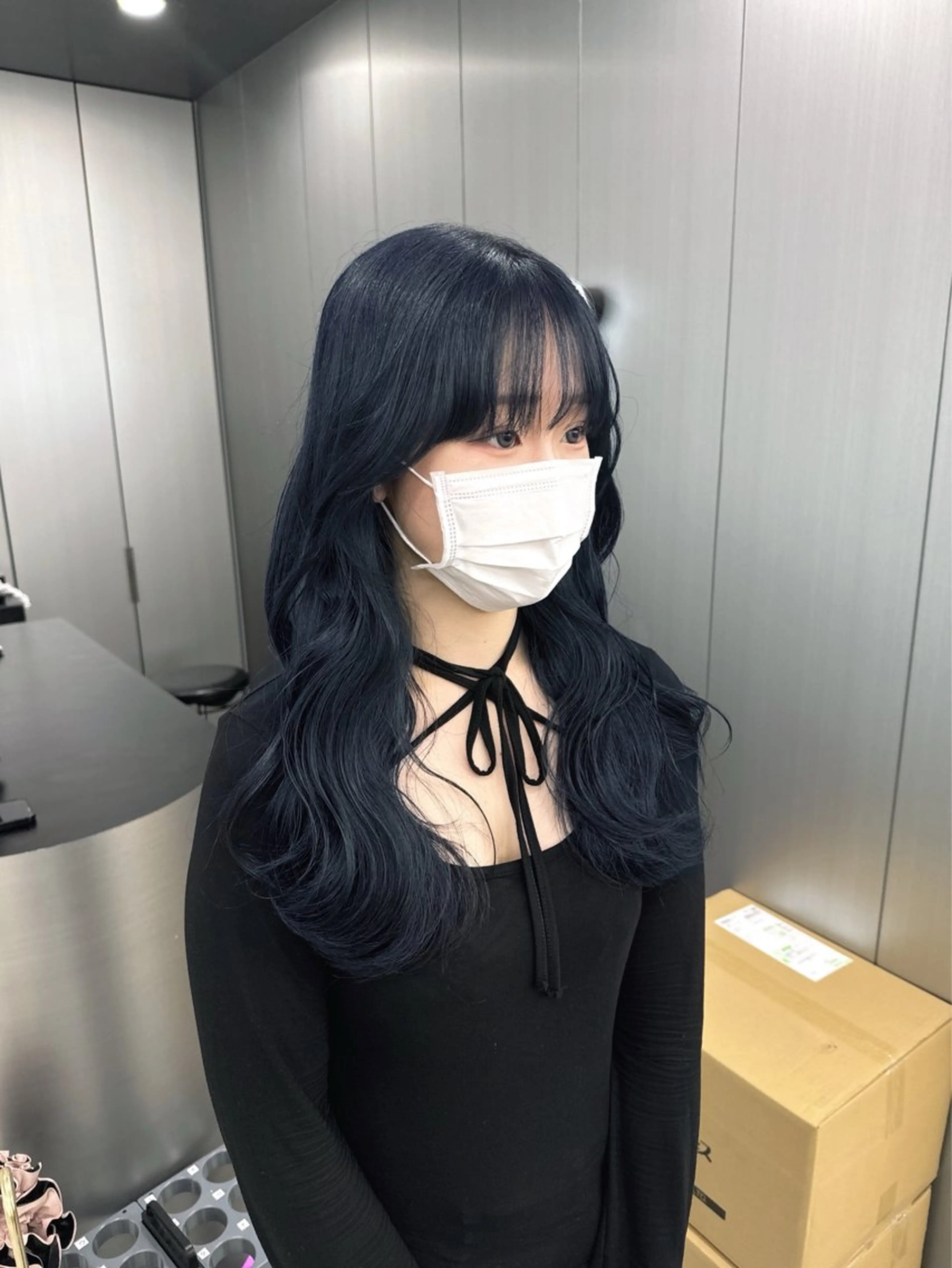 ロング カラー ヘアカラー 暗髪🩶ラベンダー/ ブルー/ユウナ🤍のヘアスタイル