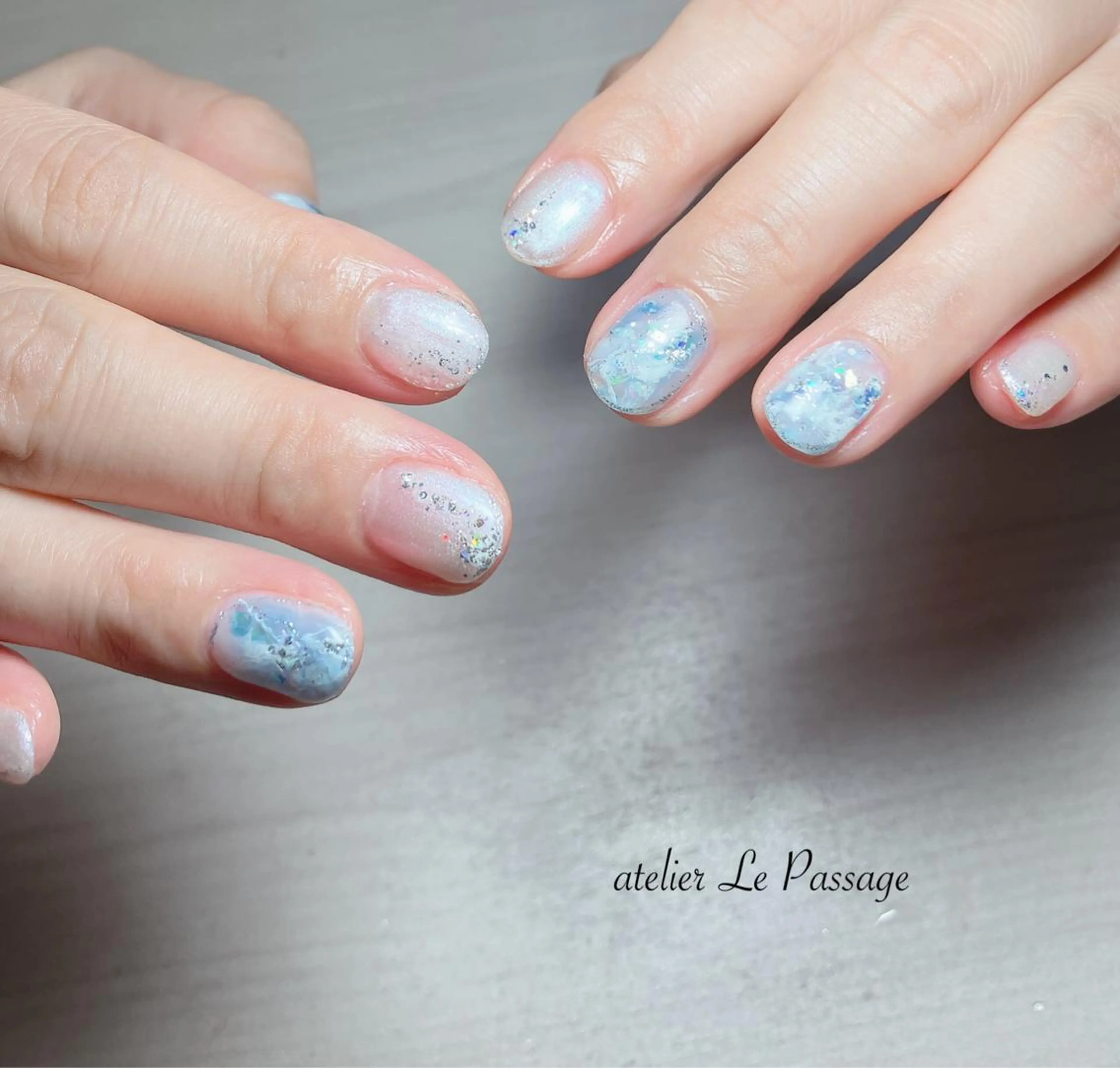 ネイル ジェルネイル 大理石ネイル(マーブル) ニュアンスネイル オフィスネイル パラジェル Atelier Le Passage所属・h nakatsukaのネイルデザイン