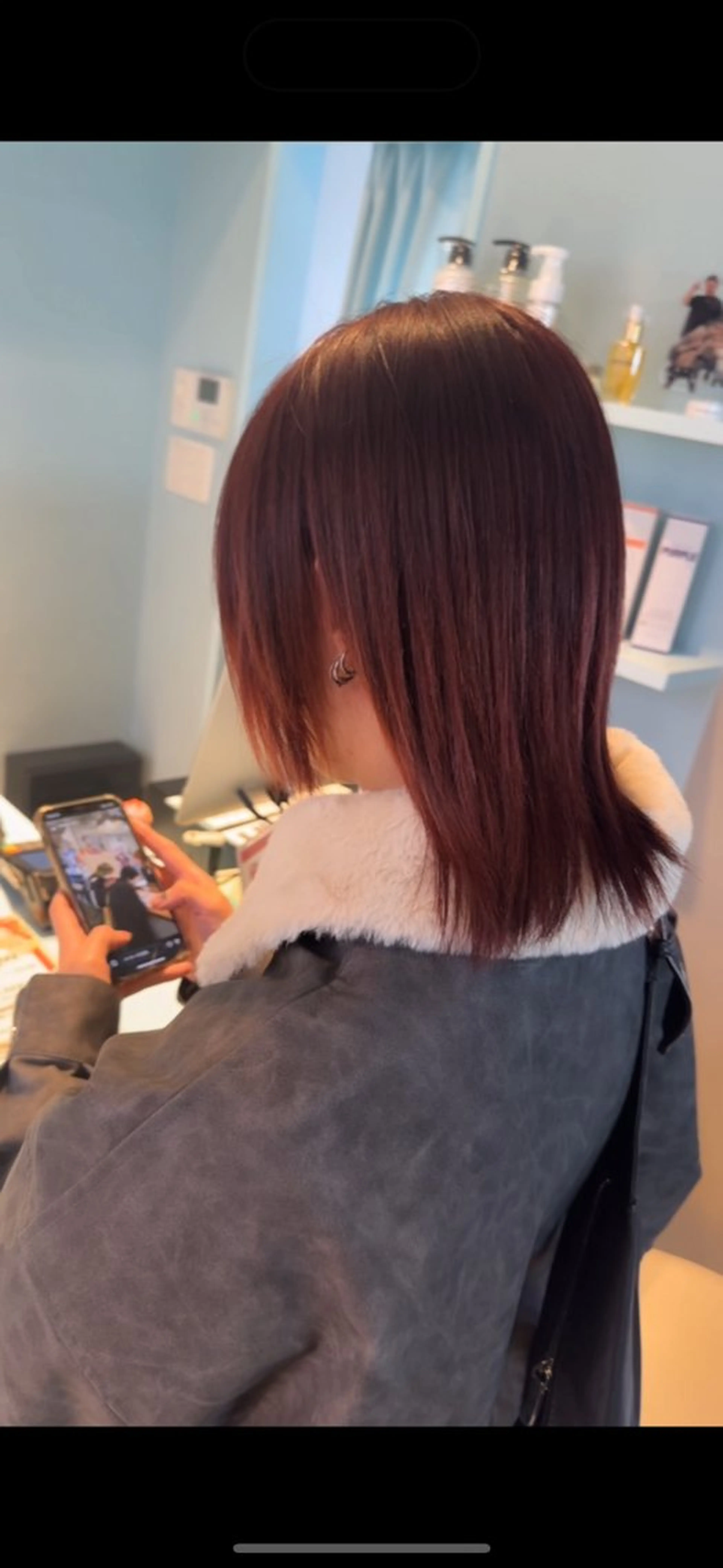 ミディアム カラー レッドカラー ヘアカラー ♥️暖色モテカラ ー♥️由夏のヘアスタイル