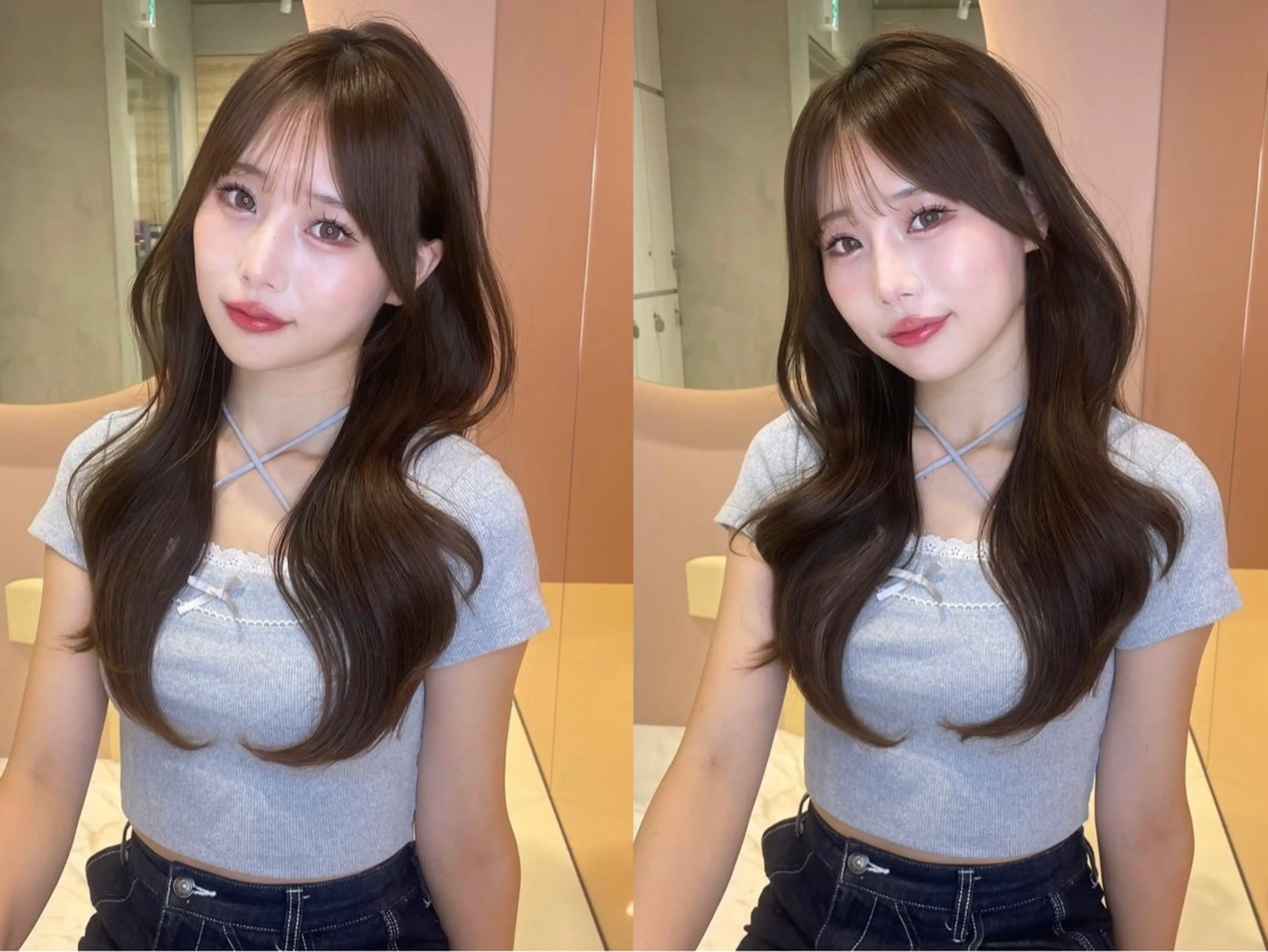 ロング ヘアアレンジ カット トリートメント ヘアセット 🇰🇷韓国ヘア 髪質改善yamatoのヘアスタイル