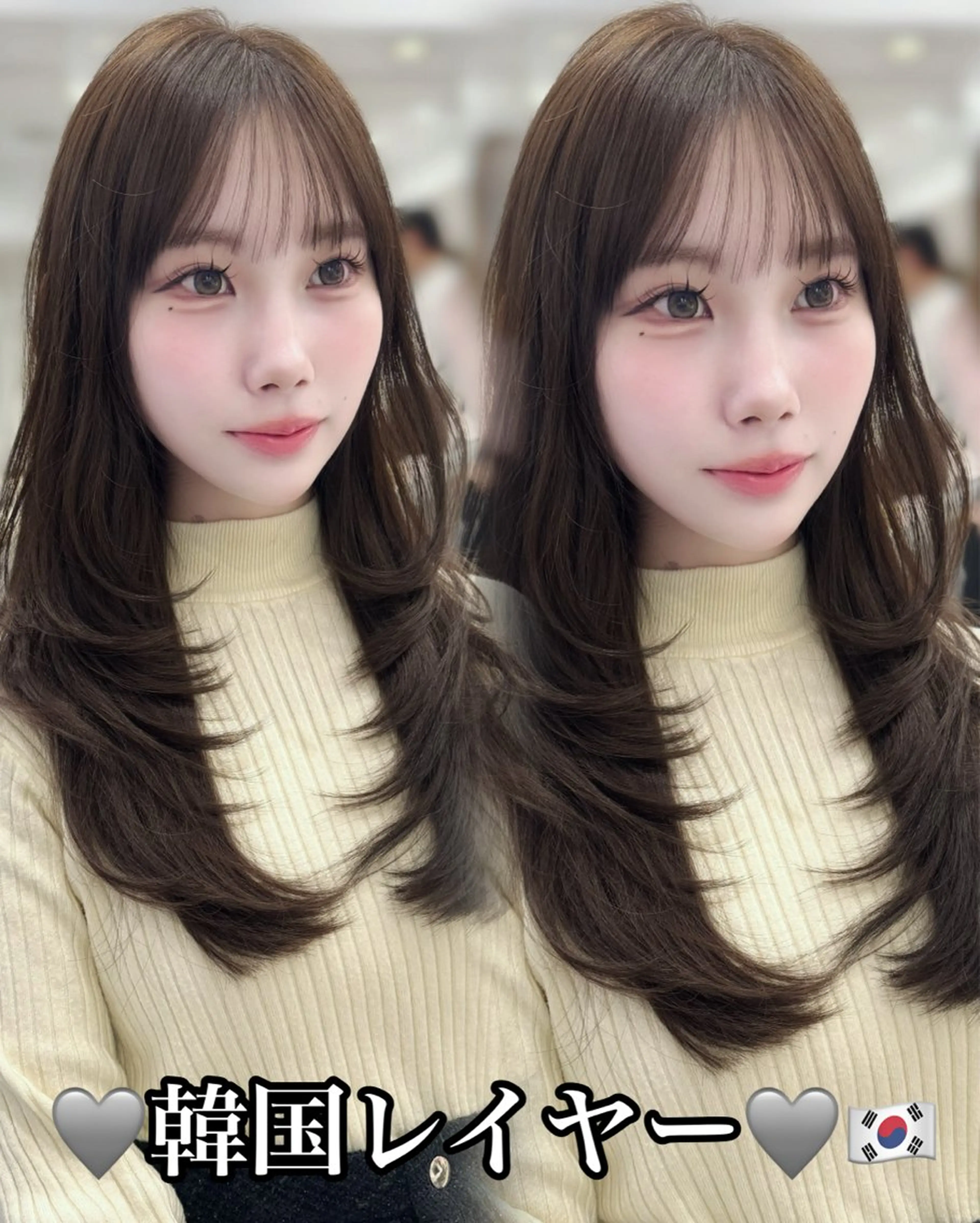 ロング カラー カット ヘアカラー トリートメント 韓国ヘア/レイヤー カット/✨髪質改善のヘアスタイル