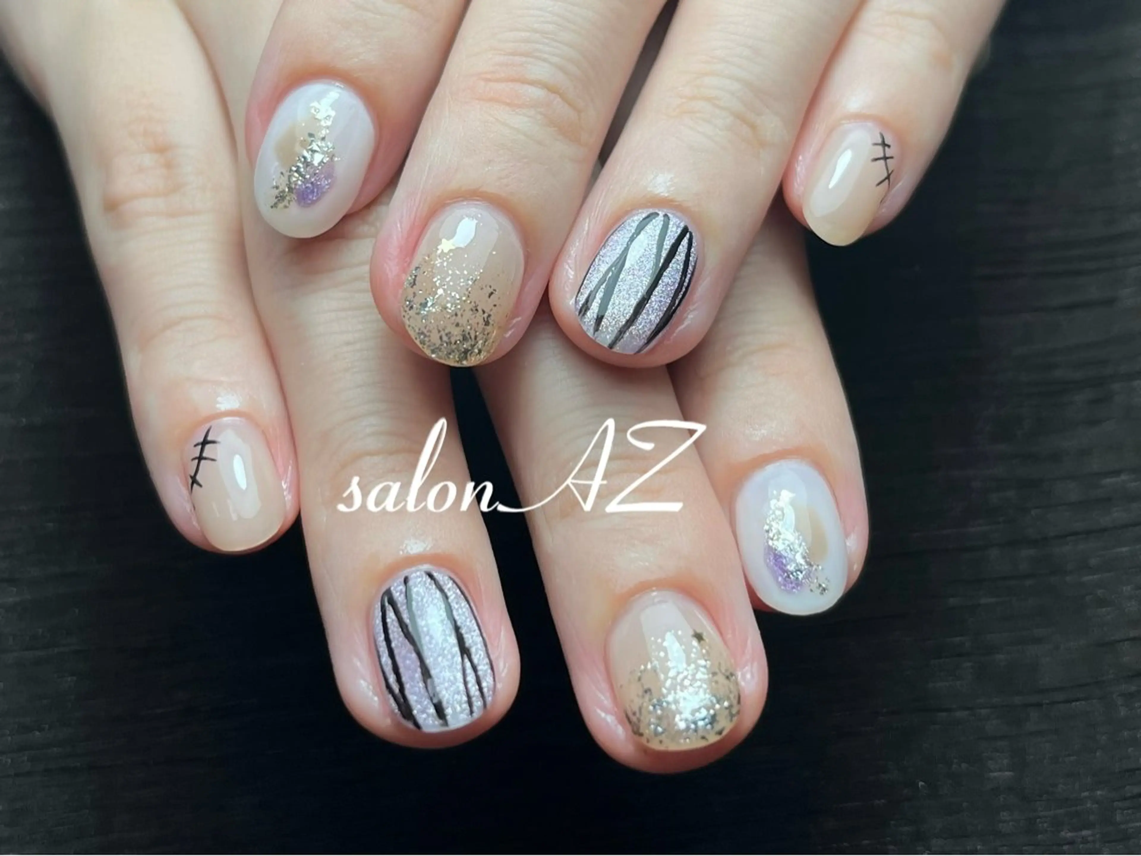 ネイル アートネイル 長さ出し フットネイル フレンチネイル ジェルネイル ハンドネイル salon AZのネイルデザイン