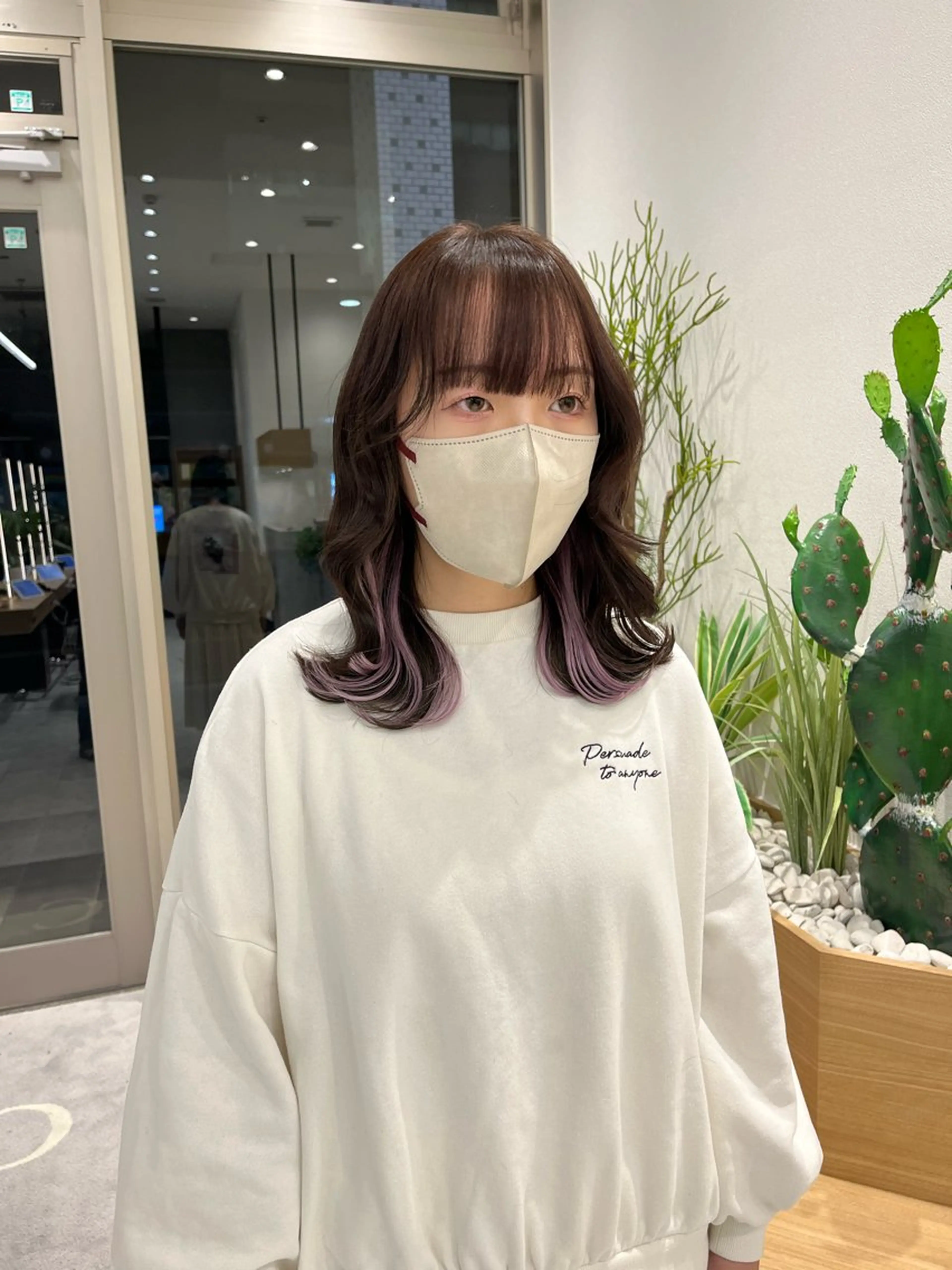 ミディアム ニュアンスパーマ 曲がる縮毛矯正 爲石のヘアスタイル