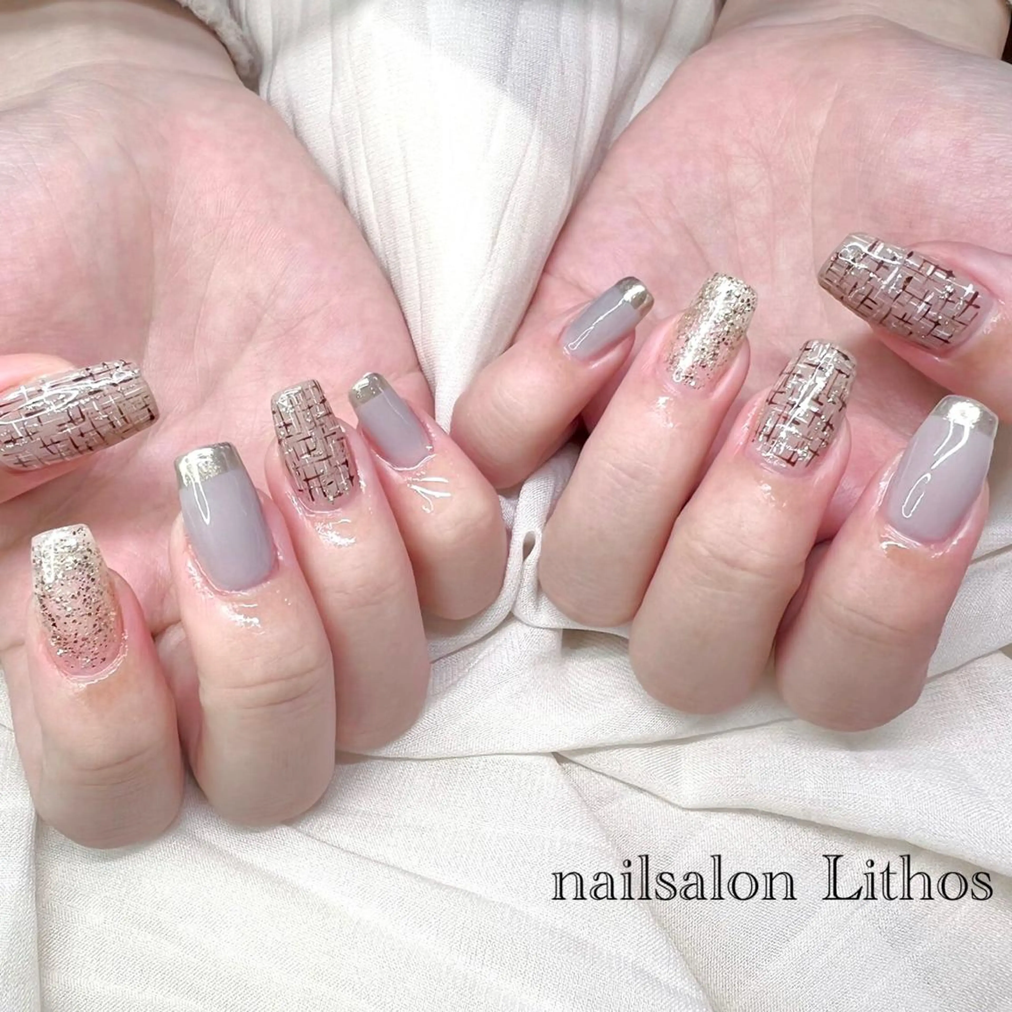 ネイル ツイードネイル ハンドネイル nailsalon Lithos所属・nailsalon Recontreのネイルデザイン