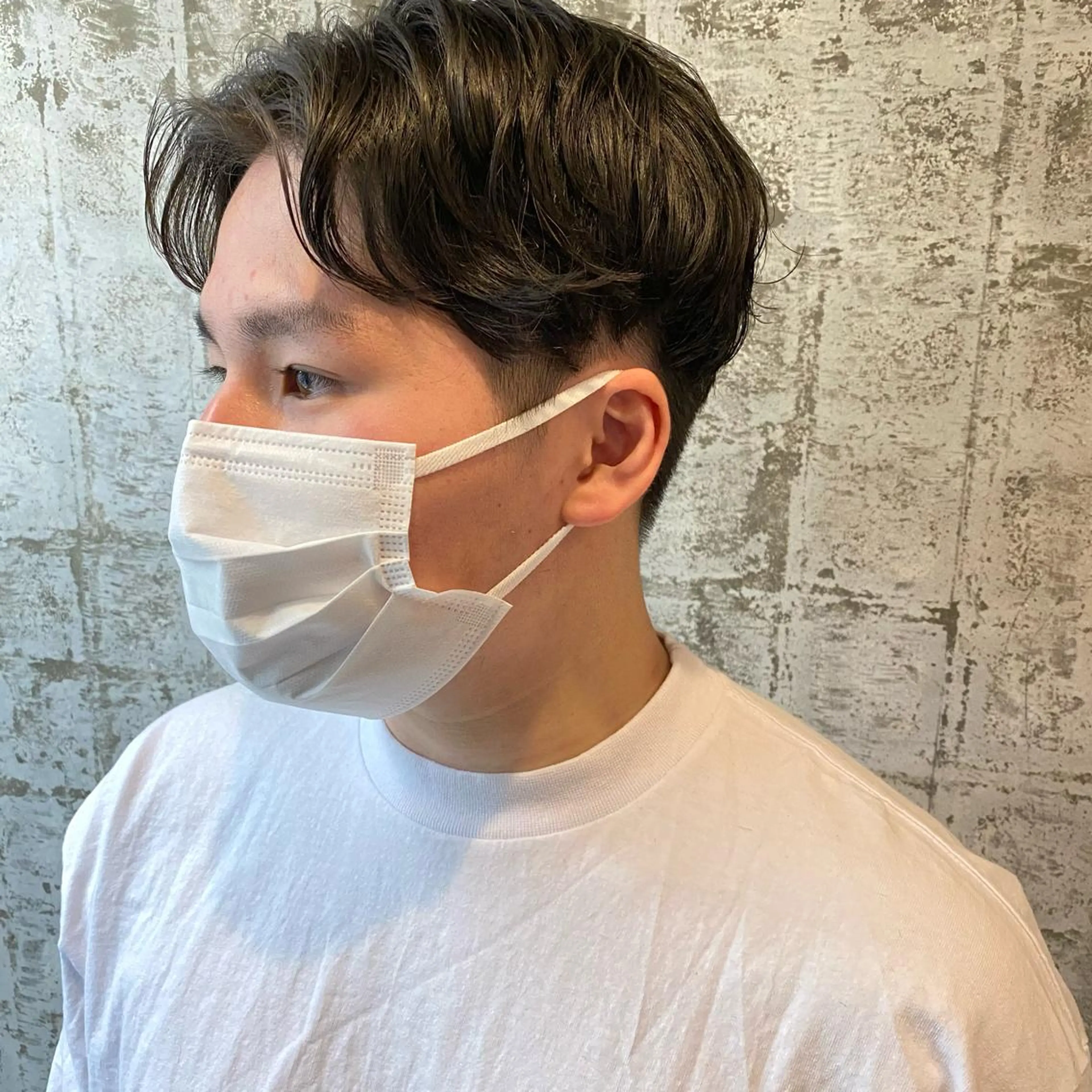 パーマ メンズ センターパート メンズパーマ ツーブロック 高橋 舟太郎のヘアスタイル