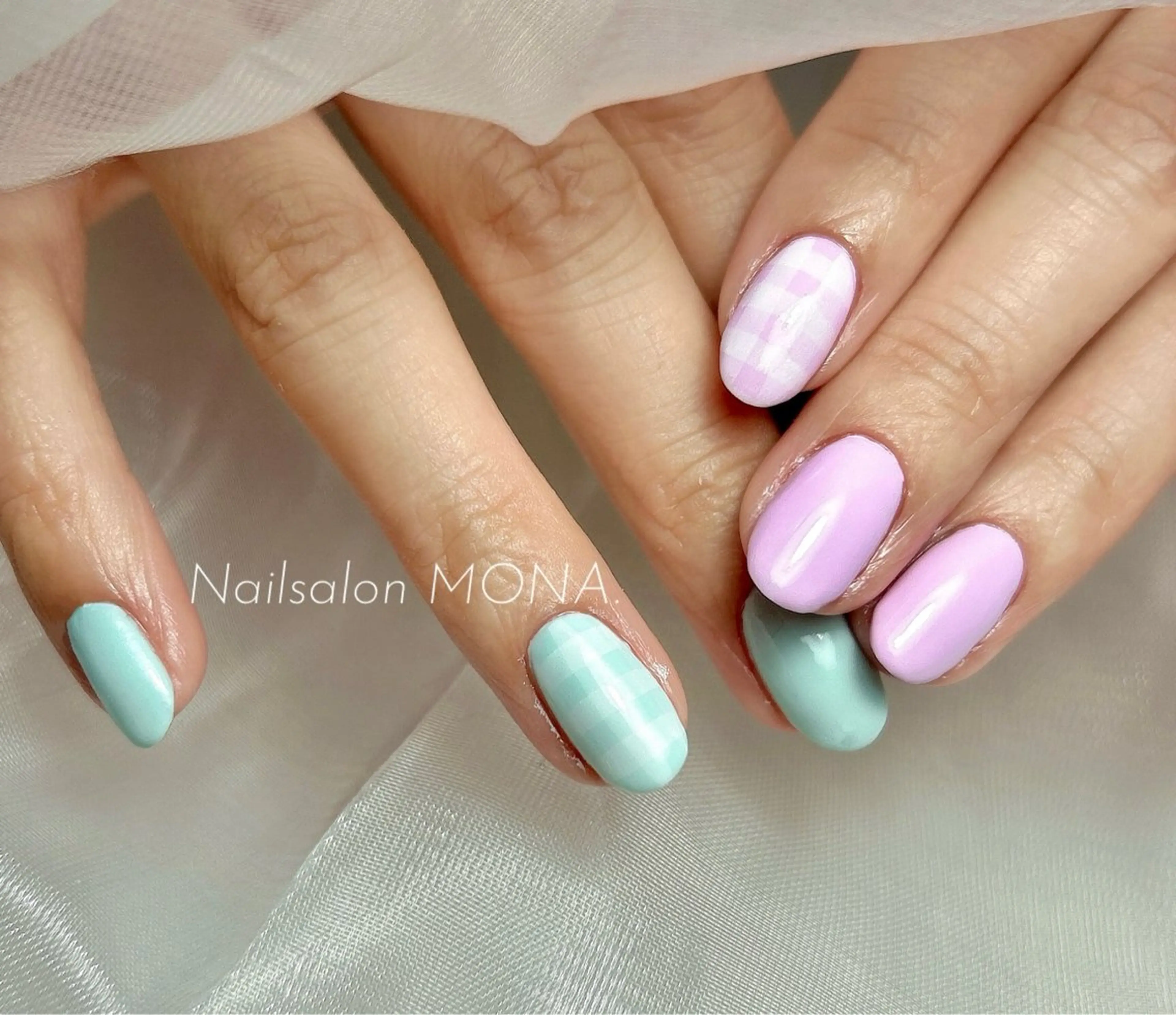 ネイル 水色 パステルネイル Nailsalon MONA.のネイルデザイン