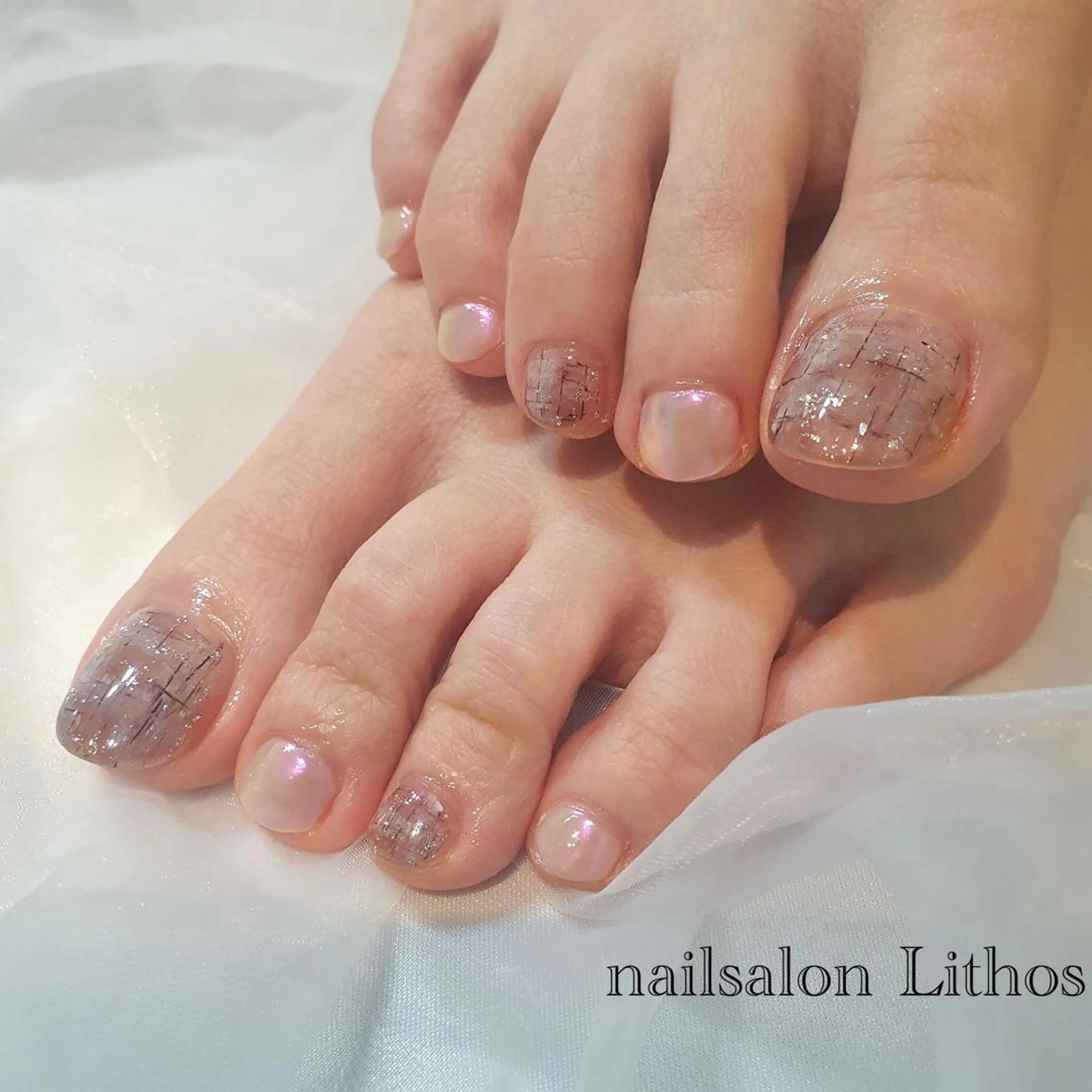 ネイル フットネイル 春ネイル ツイードネイル ハンドネイル nailsalon Lithos所属・nailsalon Recontreのネイルデザイン