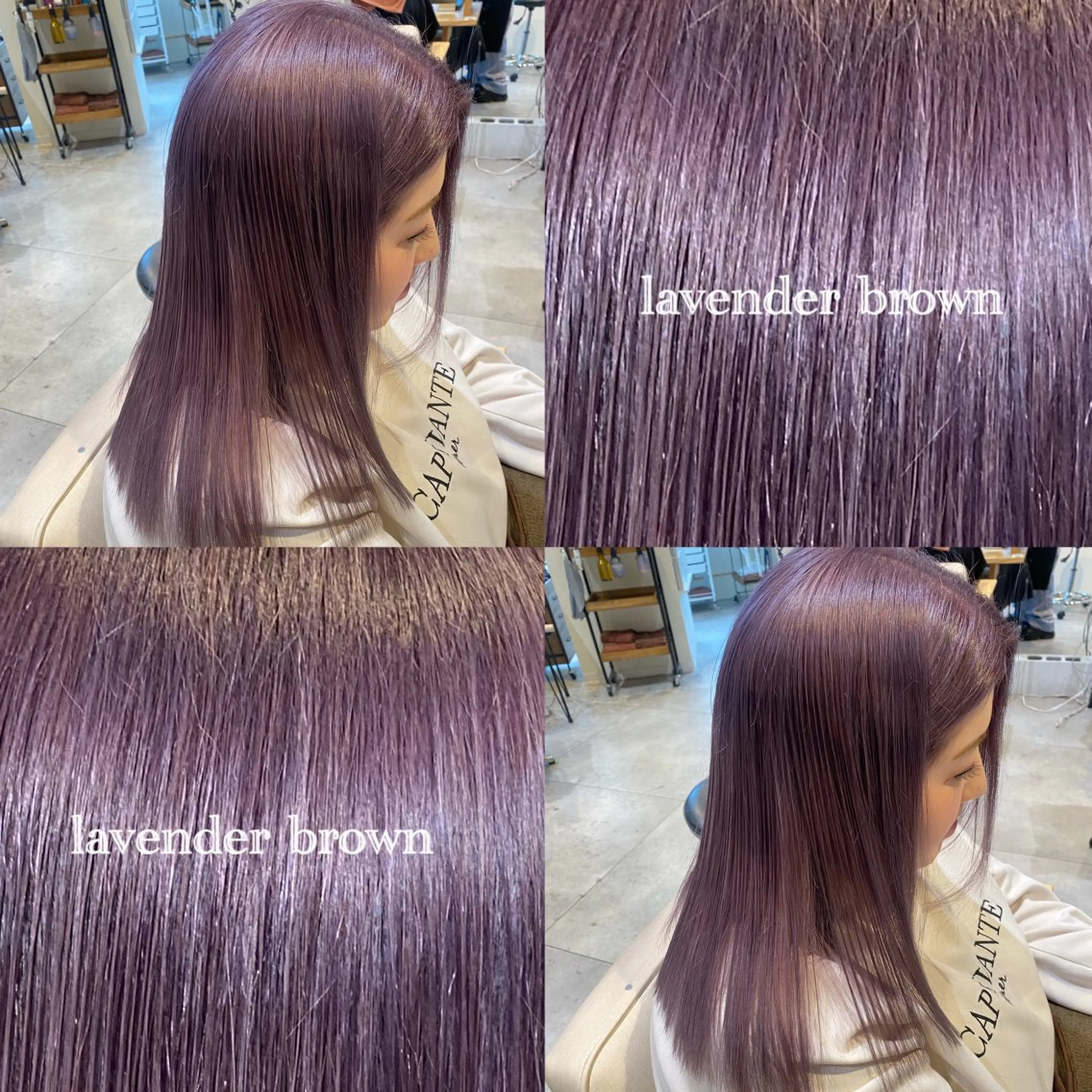 ロング カラー ブリーチ ブラウンカラー ラベンダーカラー カット ヘアカラー 南上 野々佳のヘアスタイル