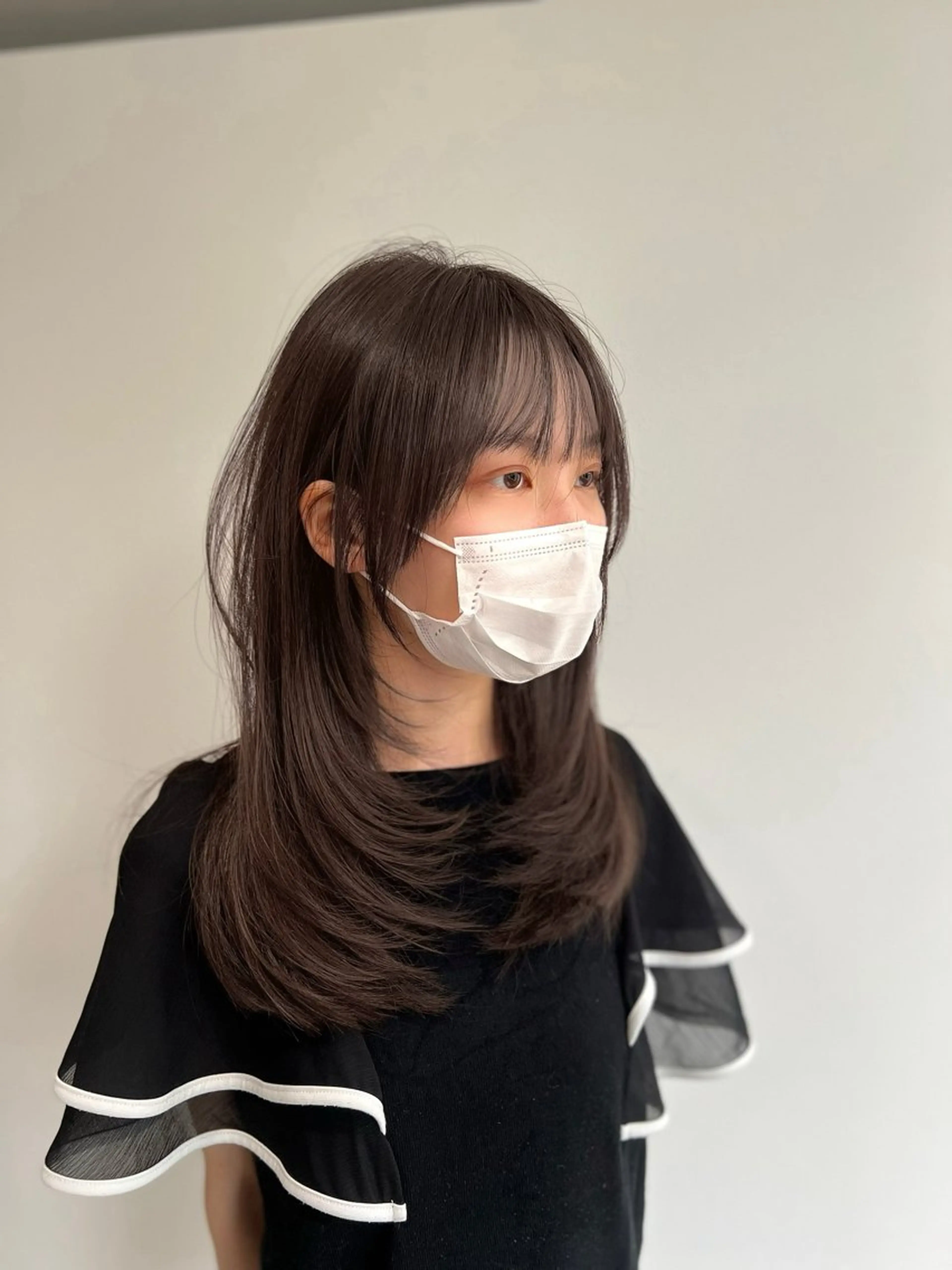 セミロング 顔まわりレイヤー レイヤーカット カット ヘアカラー トリートメント 艶髪/髪質改善 【熊野隼人】のヘアスタイル