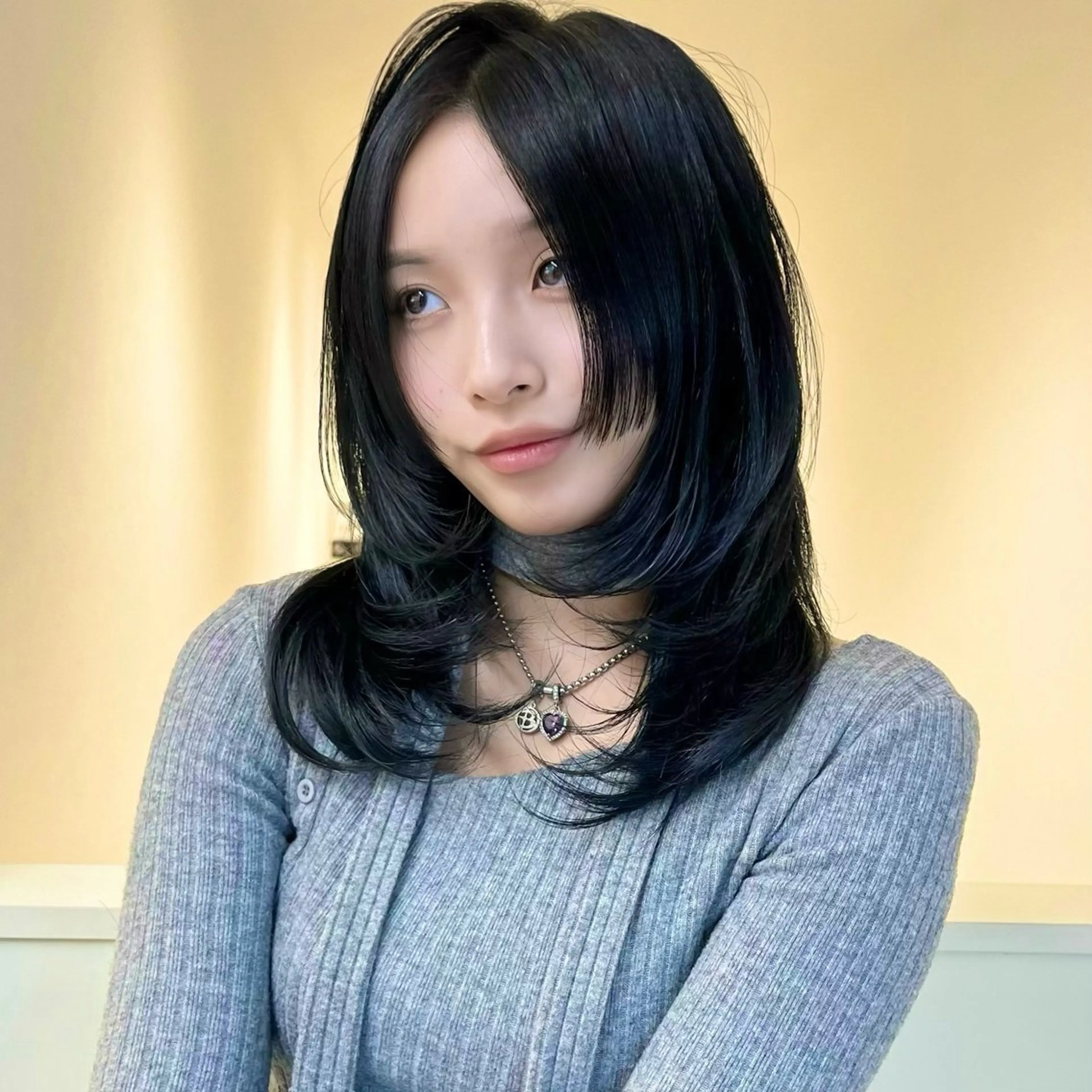 ミディアム 姫カット レイヤーカット カット AI TOKYO　S所属・mizuki 【韓国レイヤー】のヘアスタイル
