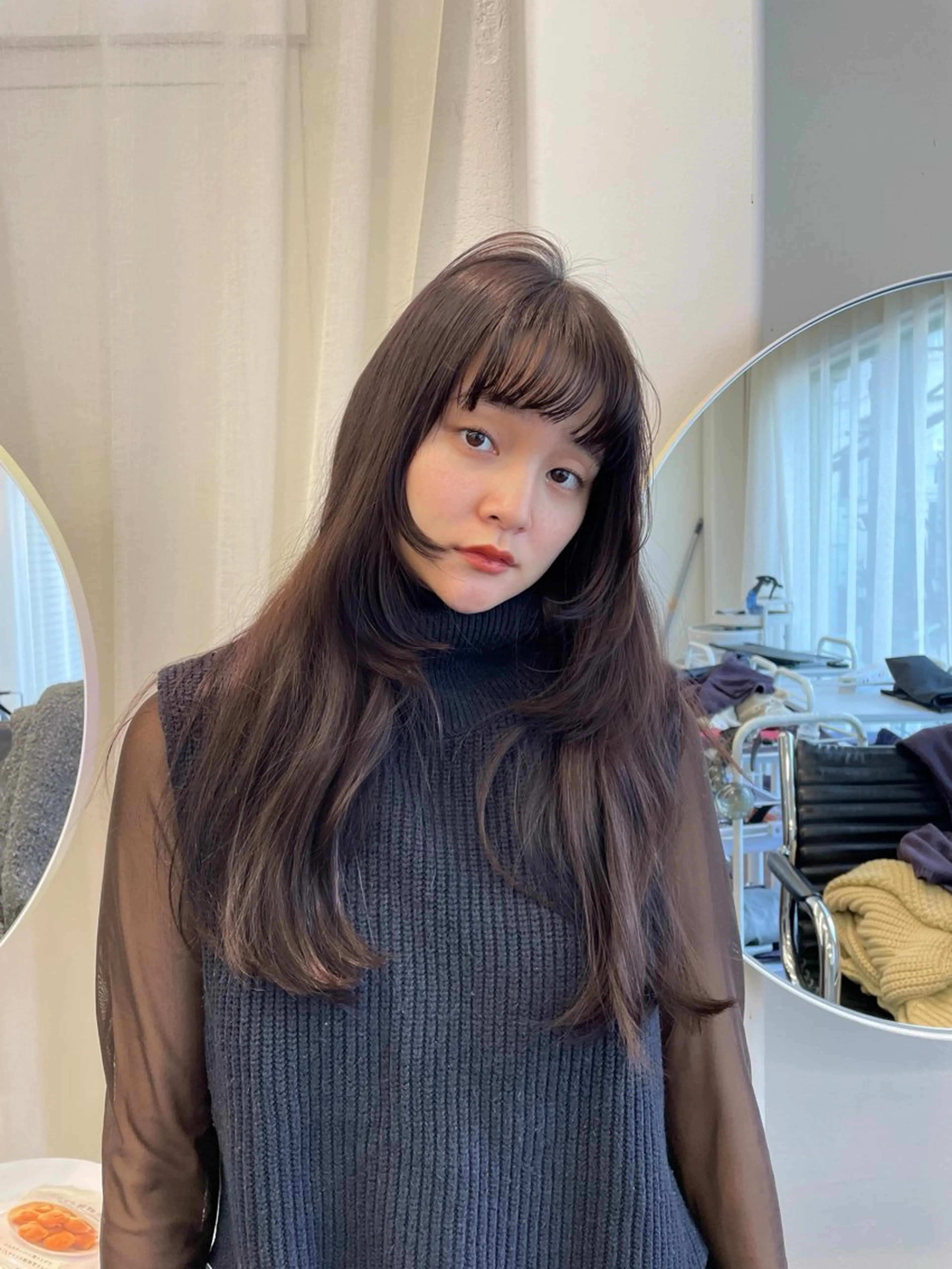 ロング カラー ブラウンカラー 小顔カット カット ヘアカラー トリートメント レイヤーカット🎀 kanaのヘアスタイル