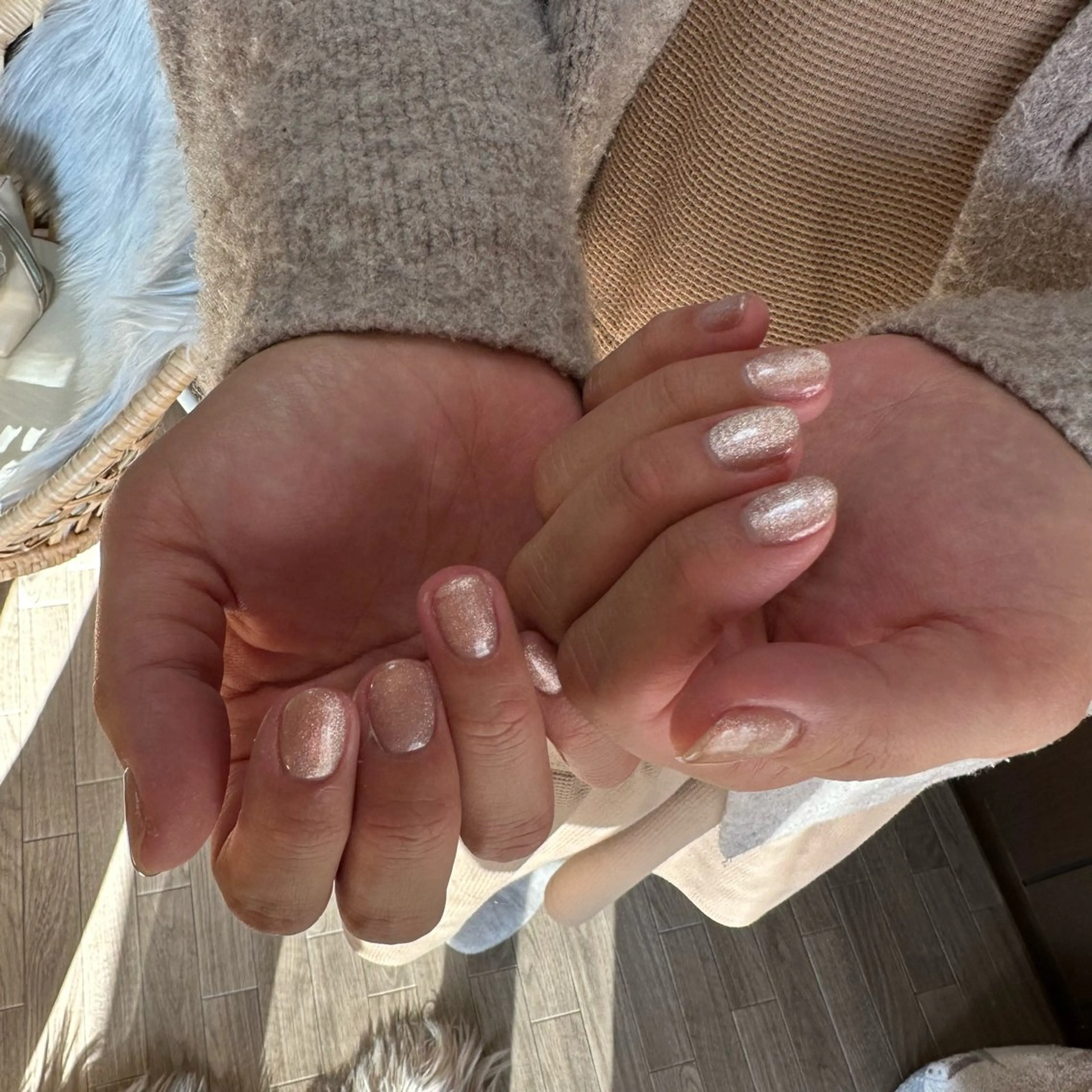 ネイル ブラウン キラキラネイル マグネットネイル シルバー ハンドネイル nailsalon soie所属・soie/ YAEのネイルデザイン