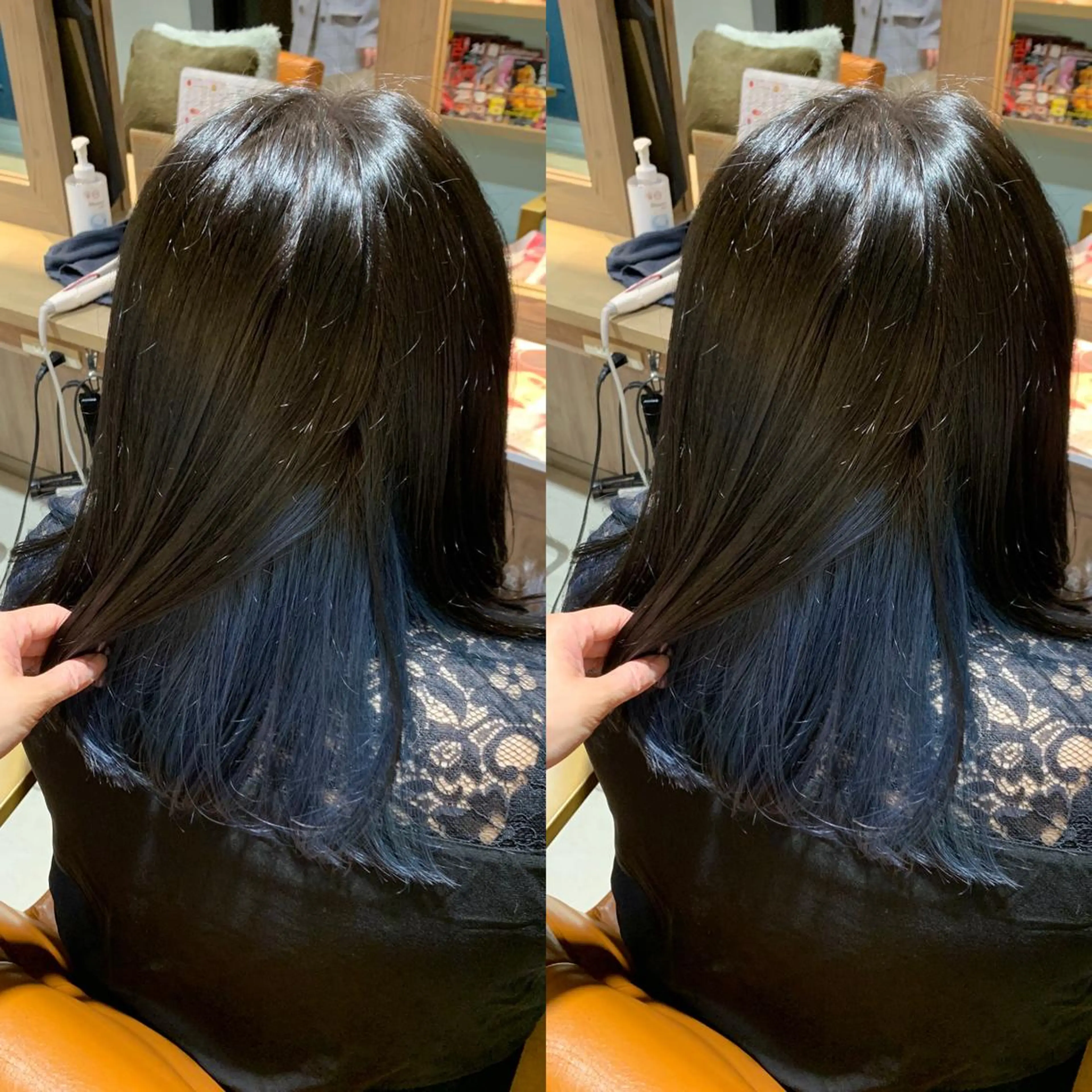 ミディアム カラー アクアカラー アッシュ ブルーカラー 韓国🇰🇷 ✂︎hair 内田愛のヘアスタイル