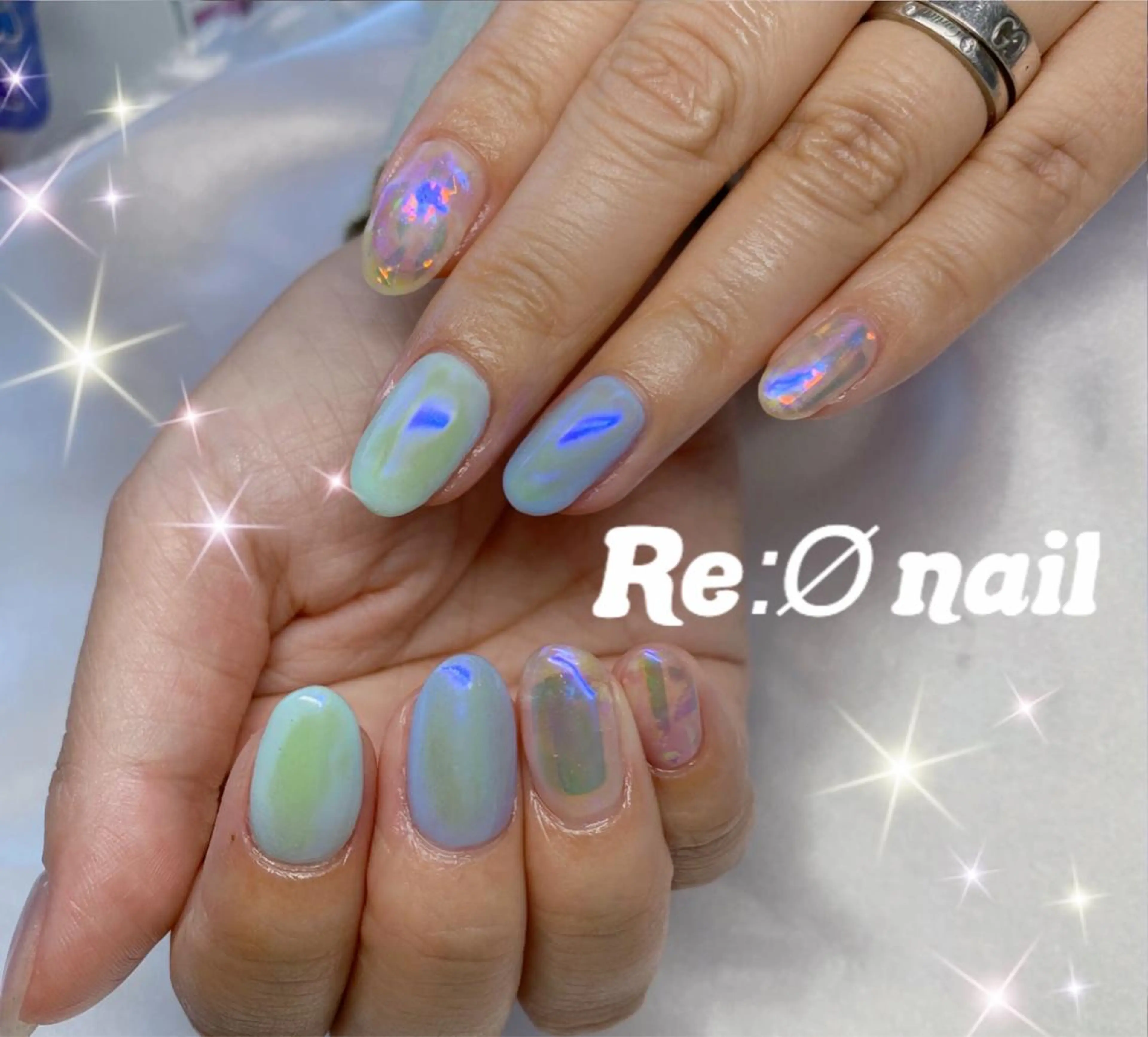 ネイル 氷ネイル・うるうるネイル ハンドネイル Re:Ø nail 🩵TSUJIのネイルデザイン