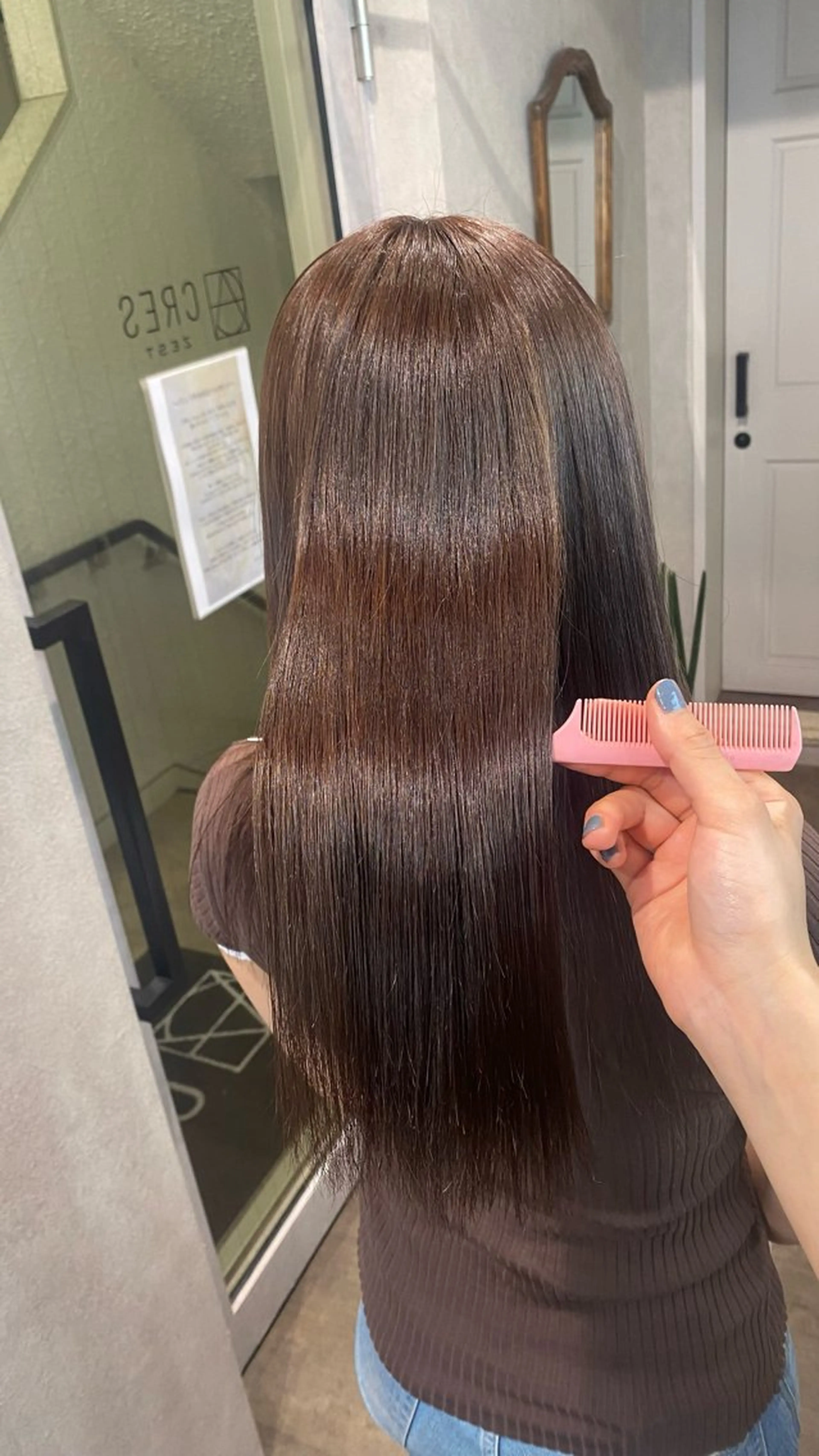 セミロング カラー ブラウンカラー ヘアカラー 透明感カラー💖 耳ツボ💎まりなのヘアスタイル