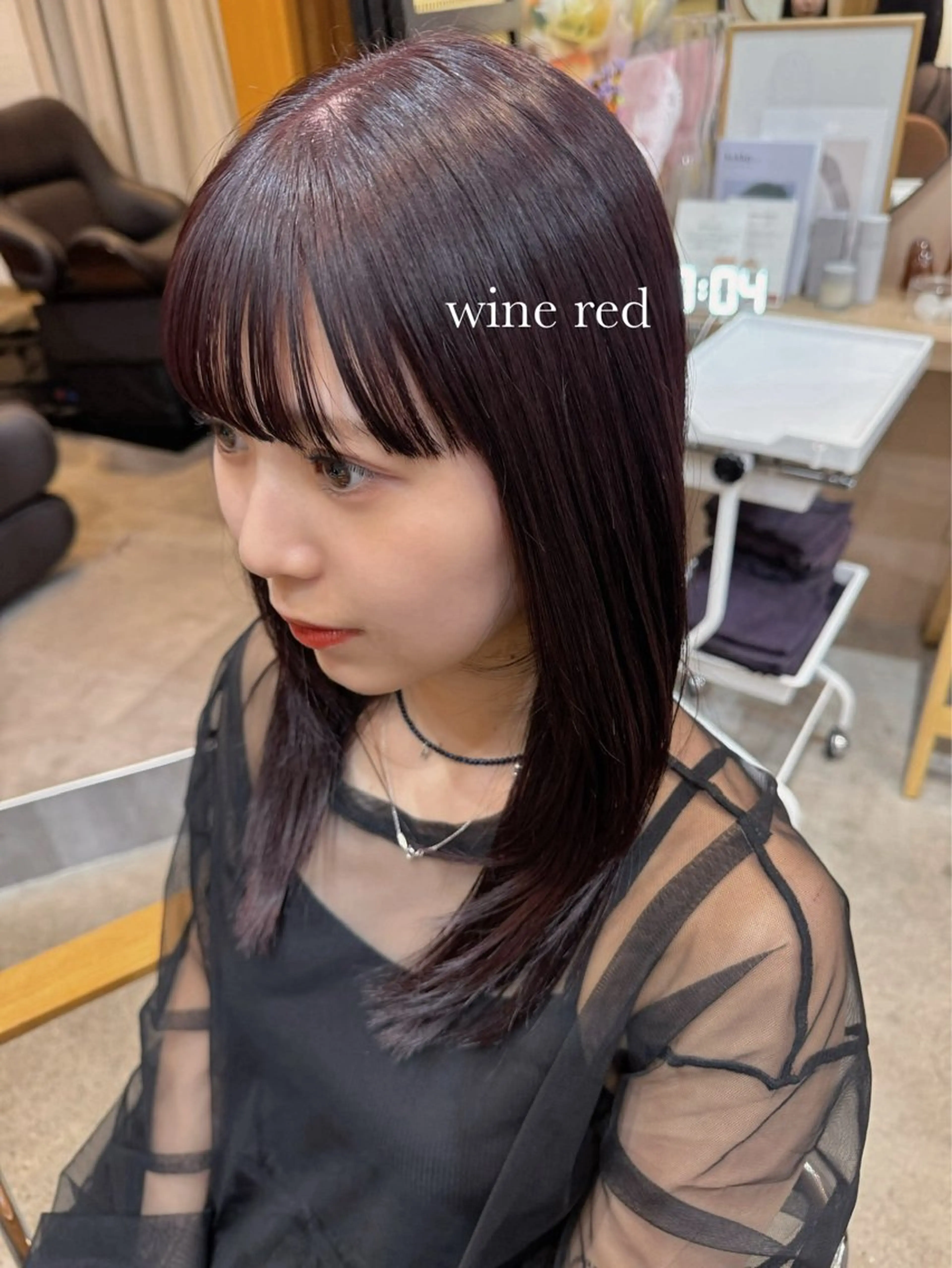 ミディアム カラー ヘアカラー トリートメント ヘッドスパ ヘアセット 🍒髪質改善/暖色 艶カラー 🌸桜🌸のヘアスタイル