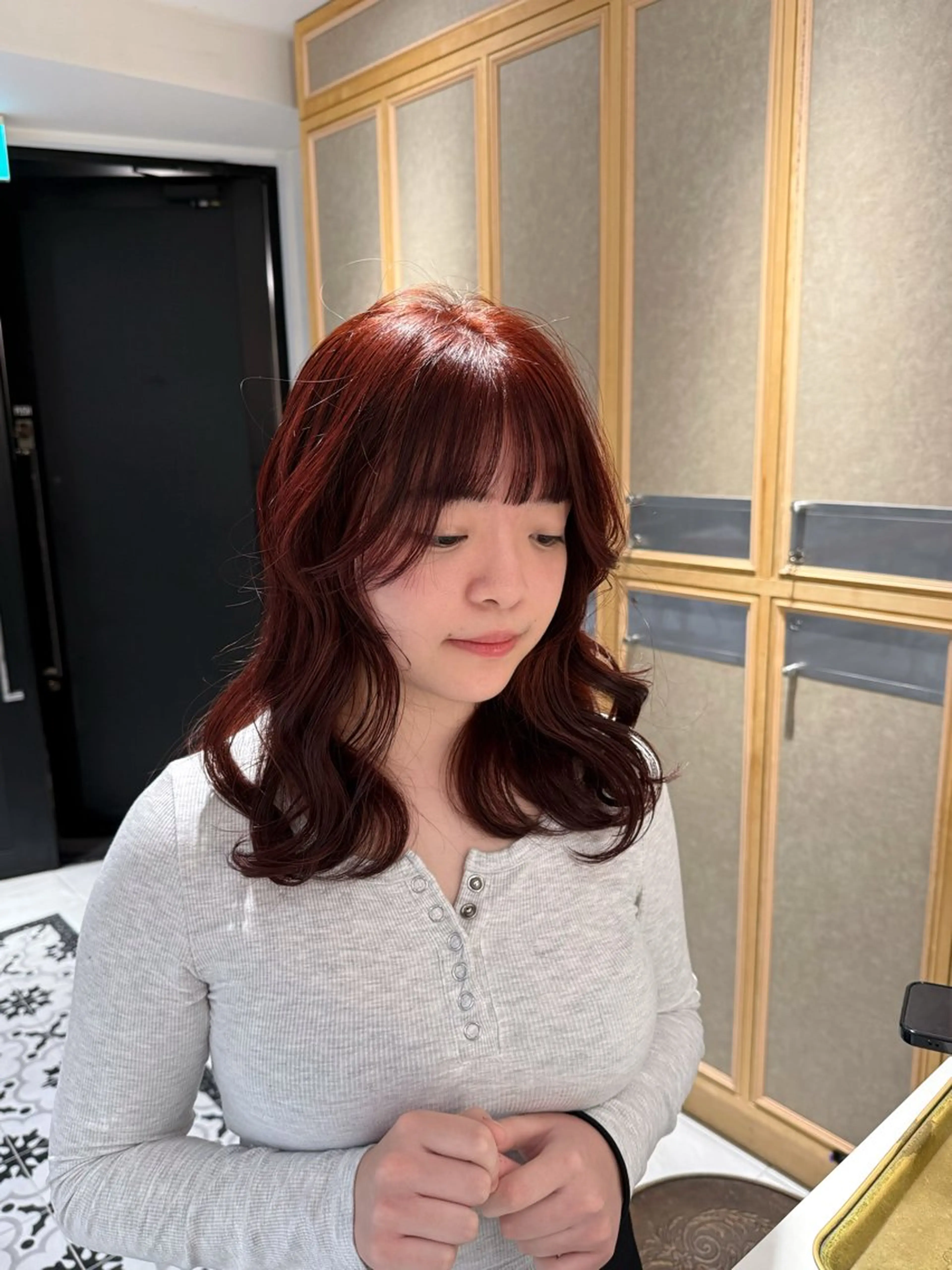 セミロング カラー ヘアアレンジ ヘアカラー トリートメント ヘッドスパ 艶髪/ロングモデル 募集🫧terukaのヘアスタイル