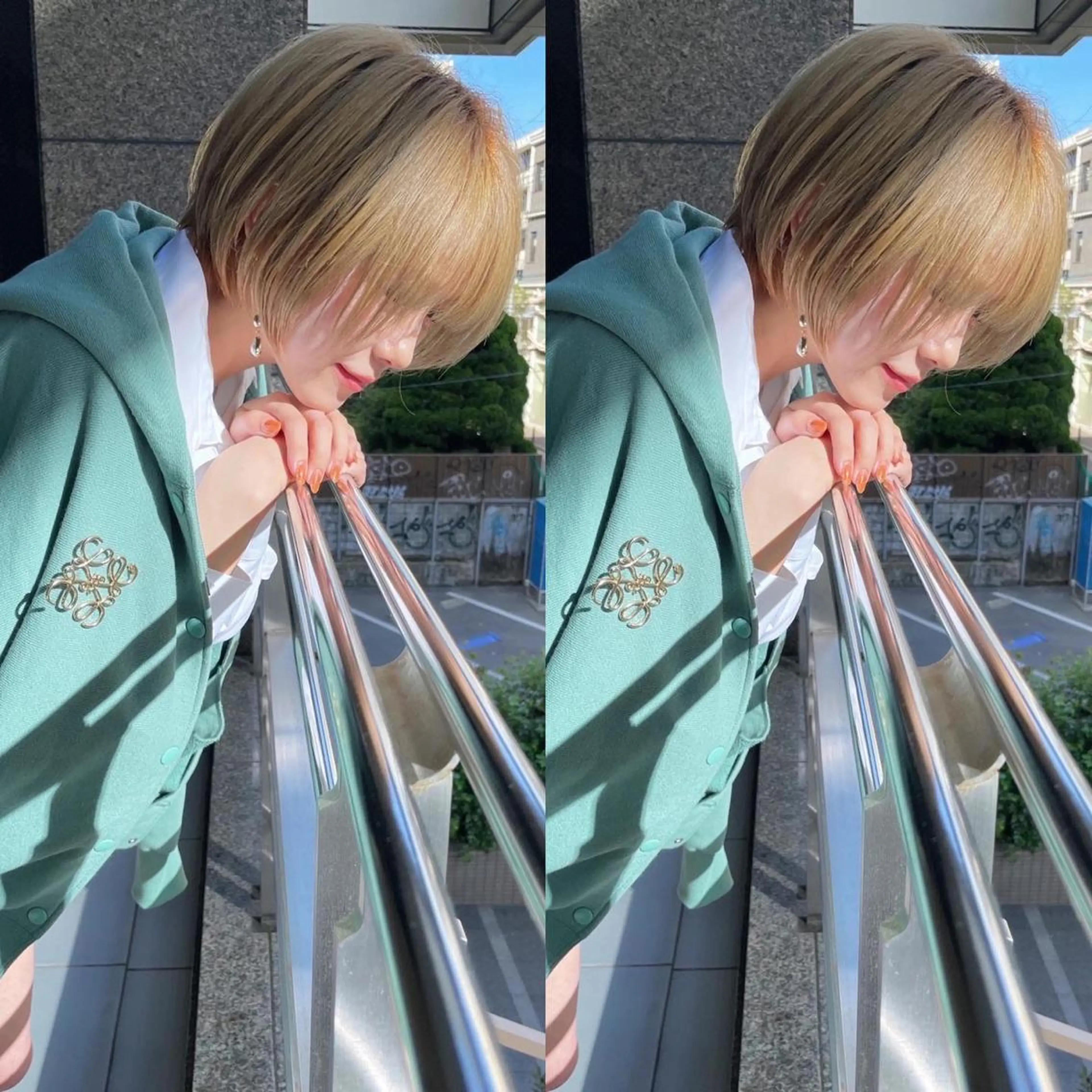 ショート カラー ショートボブ ブルーカラー ボブ 顔周りカット ショートヘア 💛うる艶ハイトーン LEON💛のヘアスタイル
