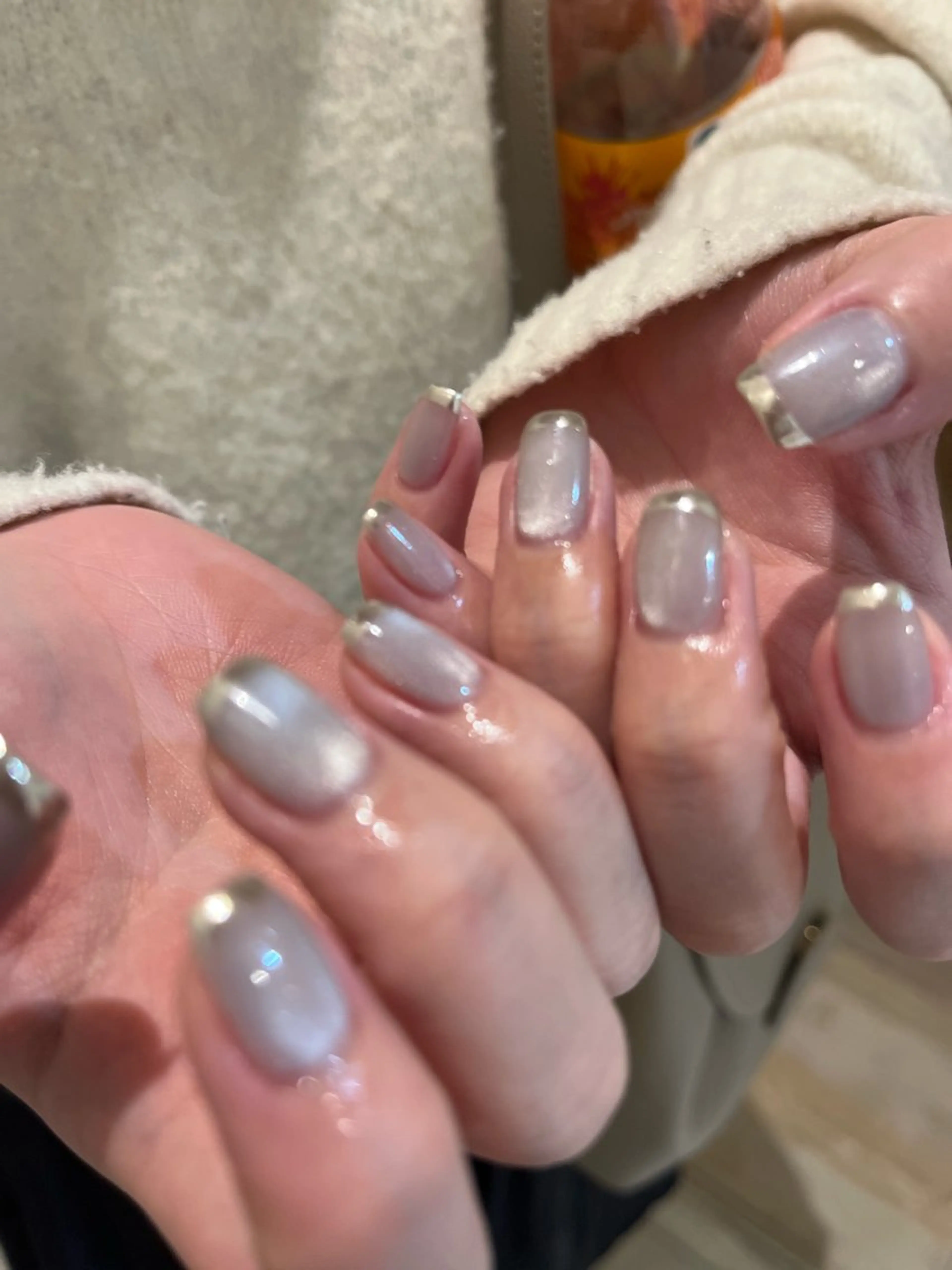 ネイル フレンチネイル 氷ネイル・うるうるネイル マグネットネイル ミラーネイル ハンドネイル Momone /渋谷/パラジェルのネイルデザイン