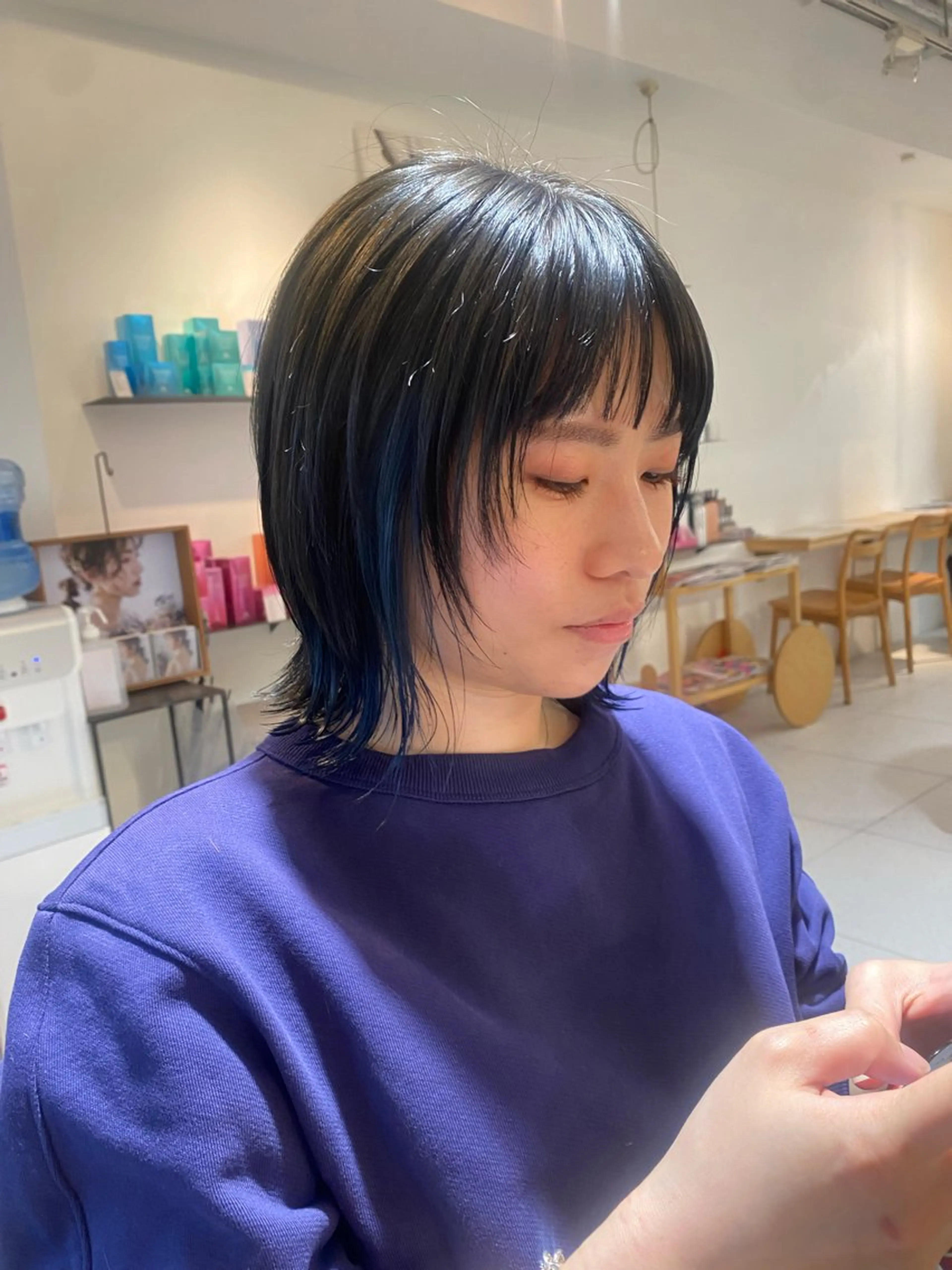 ミディアム カラー カット ヘアカラー トリートメント 安永 涼のヘアスタイル