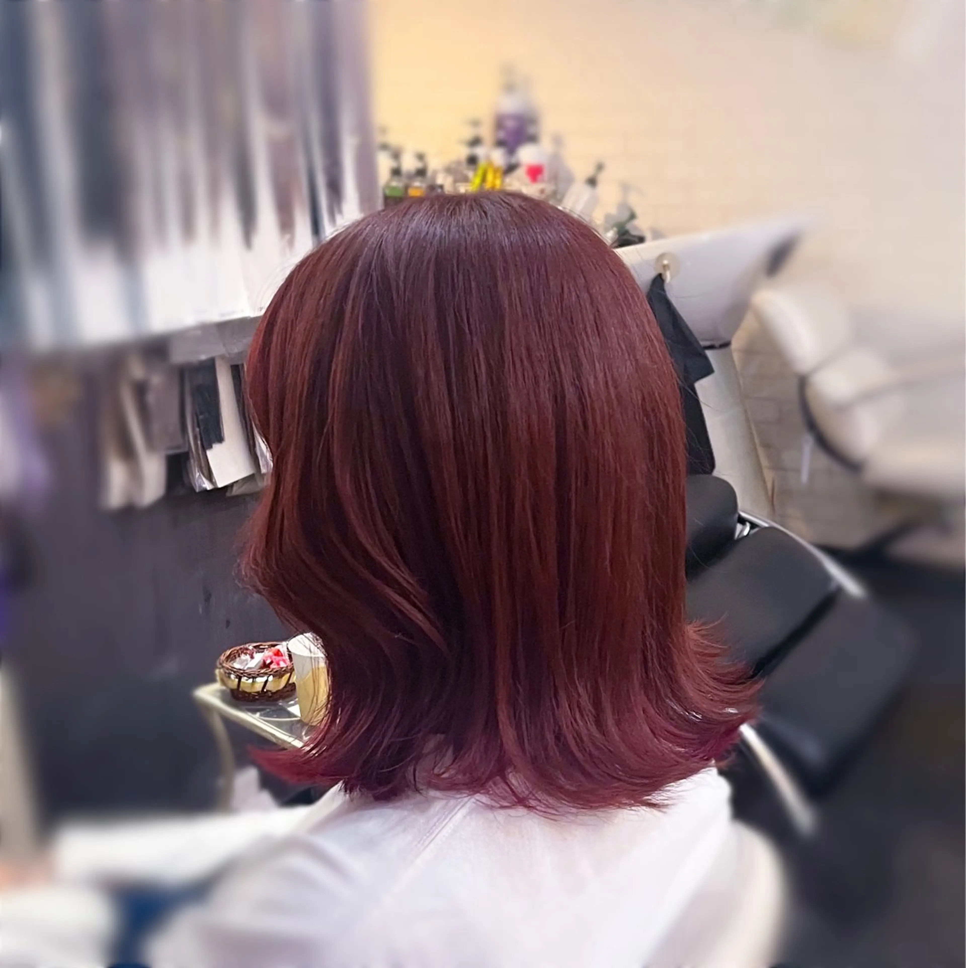 ミディアム カラー ヘアアレンジ ケアカラー カシス ピンクカラー トリートメント カット ヘアカラー トリートメント Kimura Shinyaのヘアスタイル