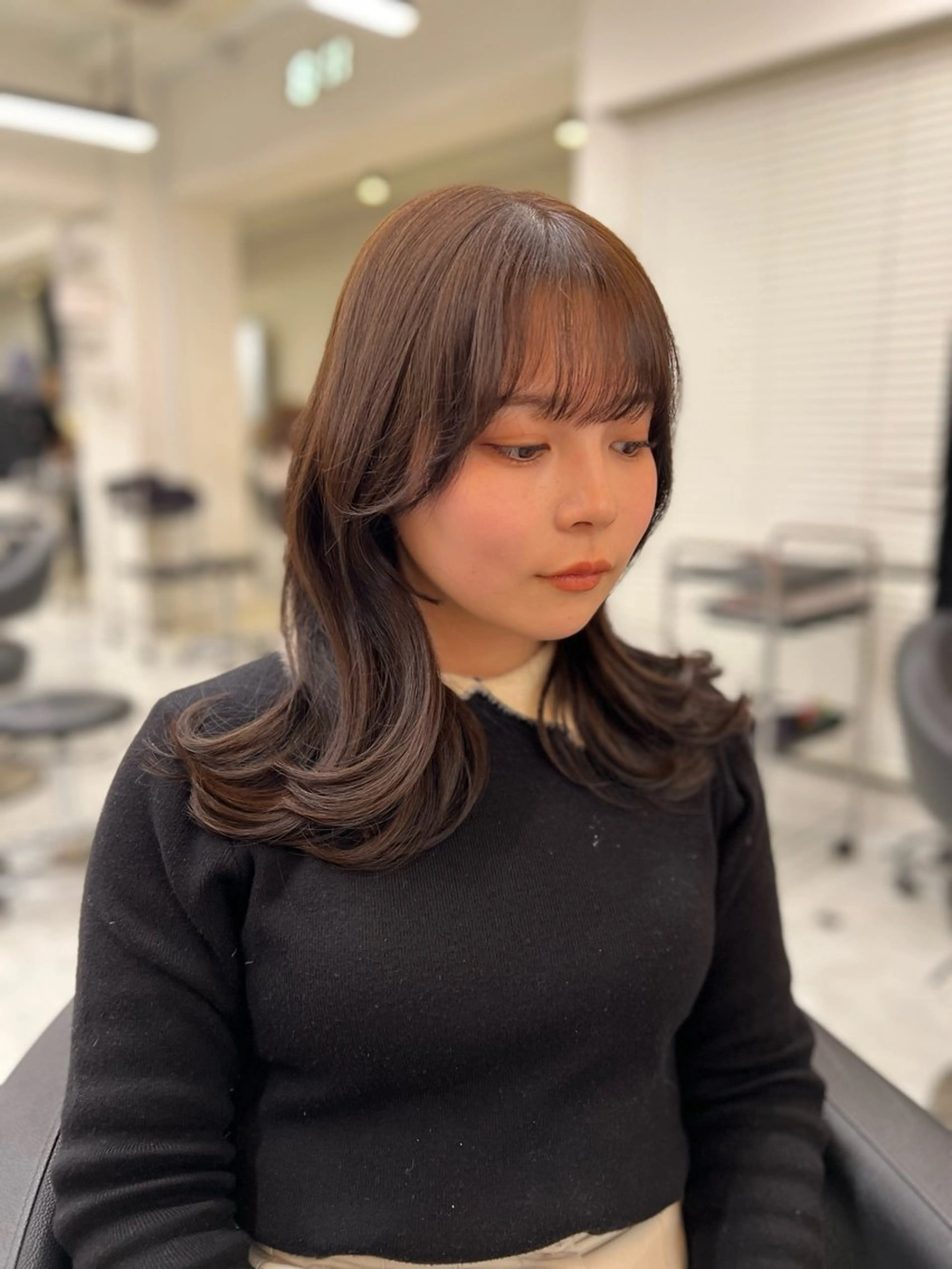 セミロング カット ヘアカラー トリートメント ヘアセット ハイトーン/ケア ブリーチ/sEnAのヘアスタイル