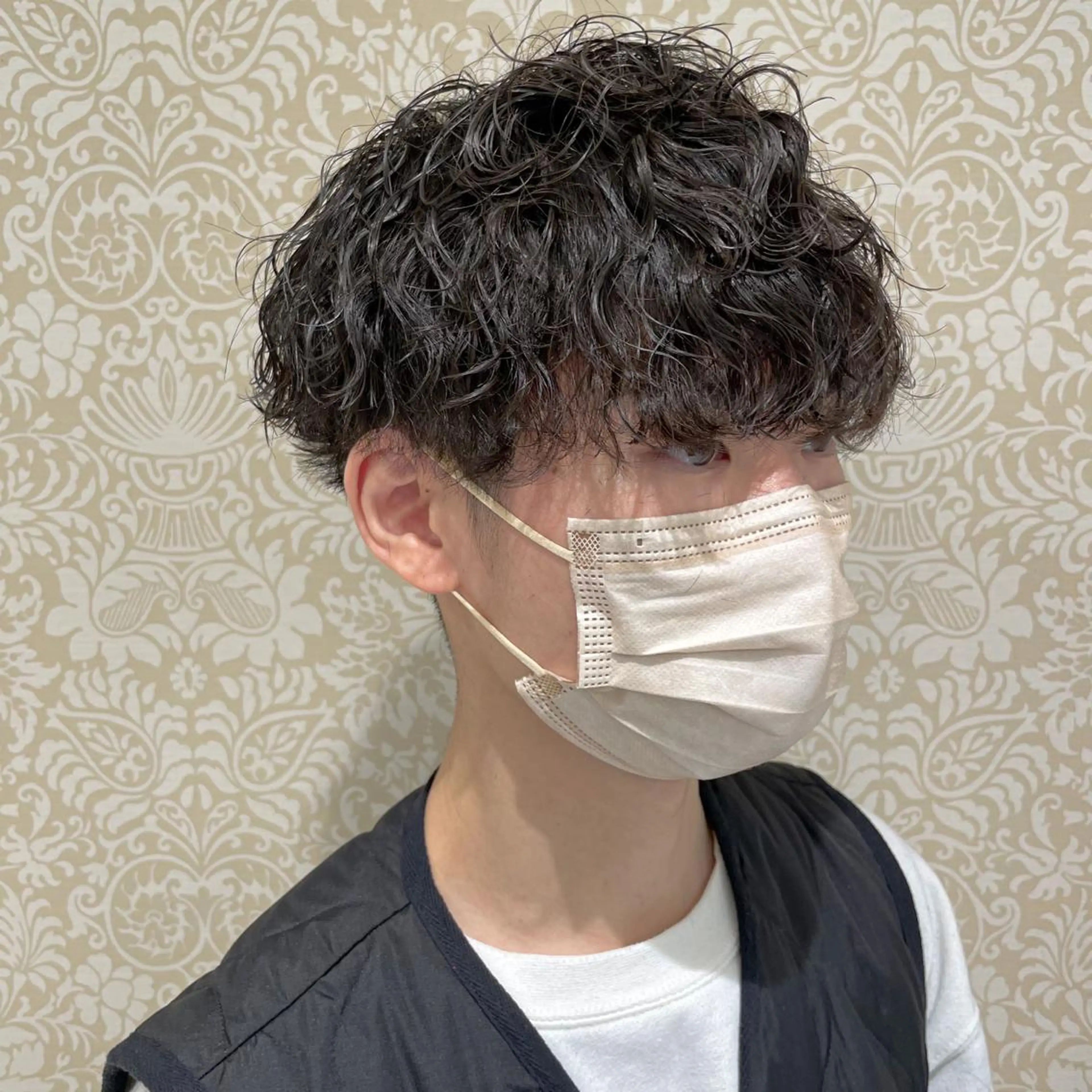 ショート パーマ メンズ カット パーマ トリートメント 暖色系カラー🍊 オオネヨシナリのヘアスタイル