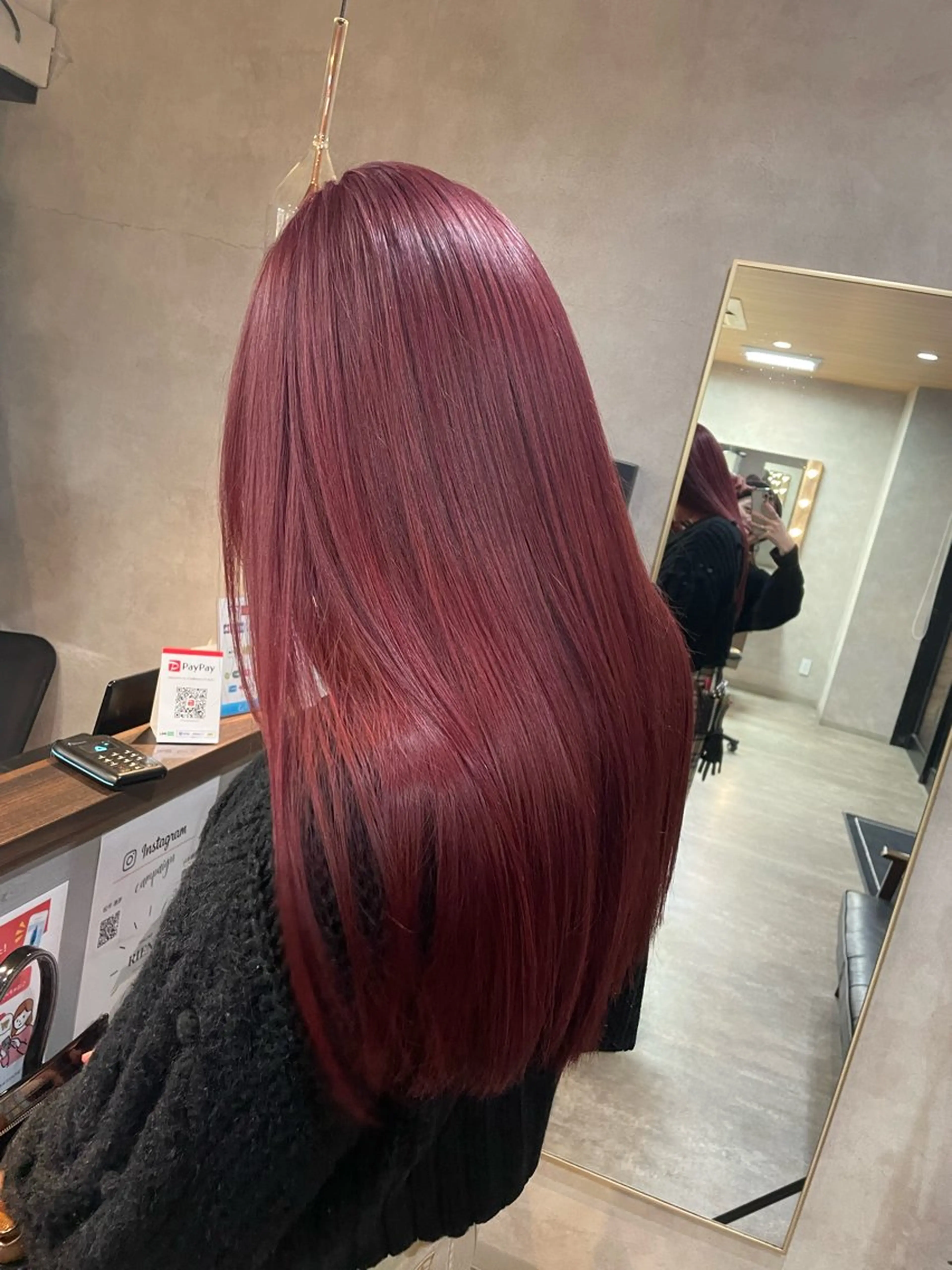 ロング アッシュ ハイライト 髪質改善 レイヤーカット ロング RIENS♡xrea 山本優舞のヘアスタイル