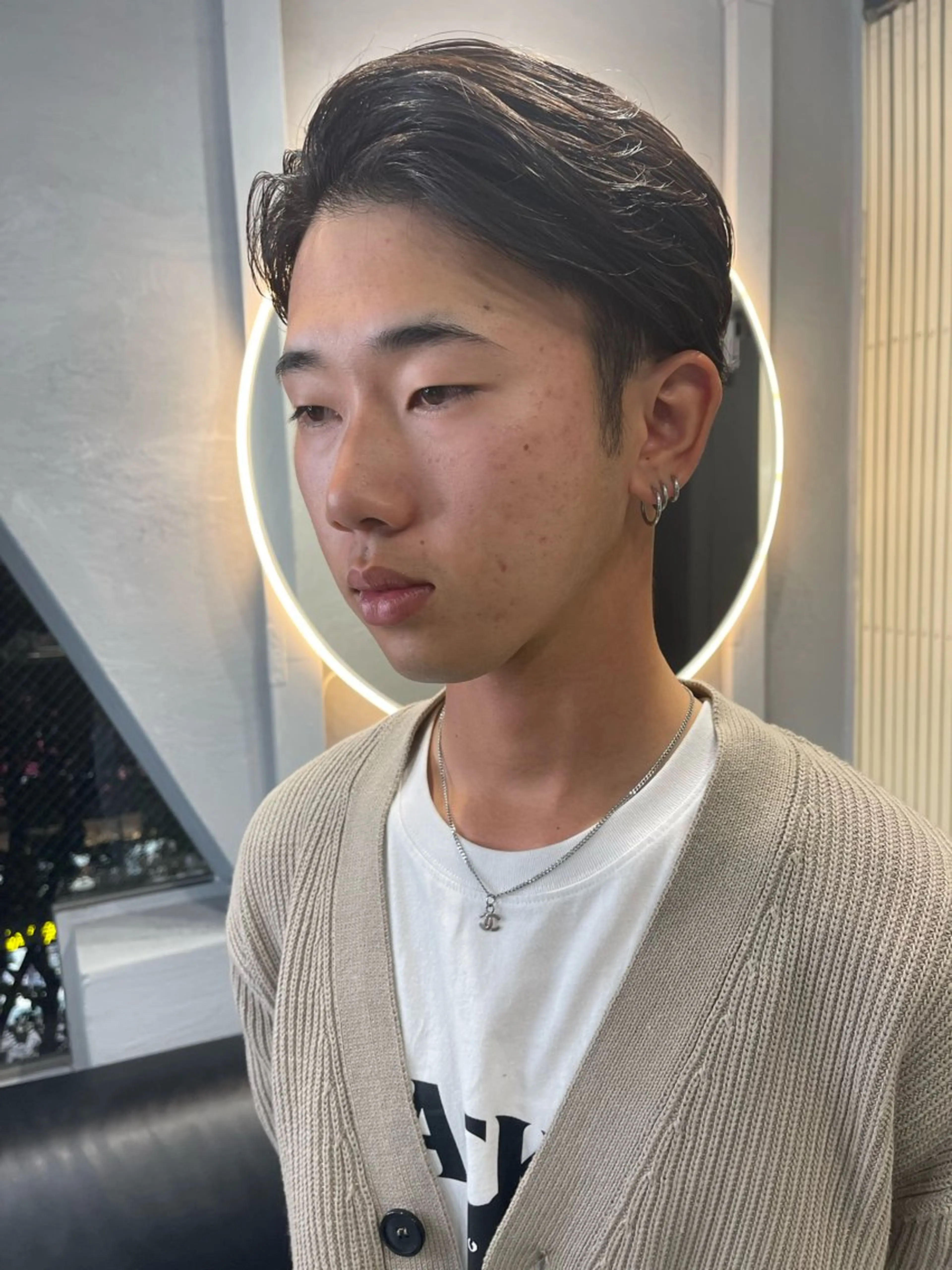 ショート カラー メンズ オールバック メンズブリーチ メンズハイトーン メンズインナーカラー ブリーチ カット ヘアカラー 宮崎　達也 ブリーチ／レイヤーのヘアスタイル