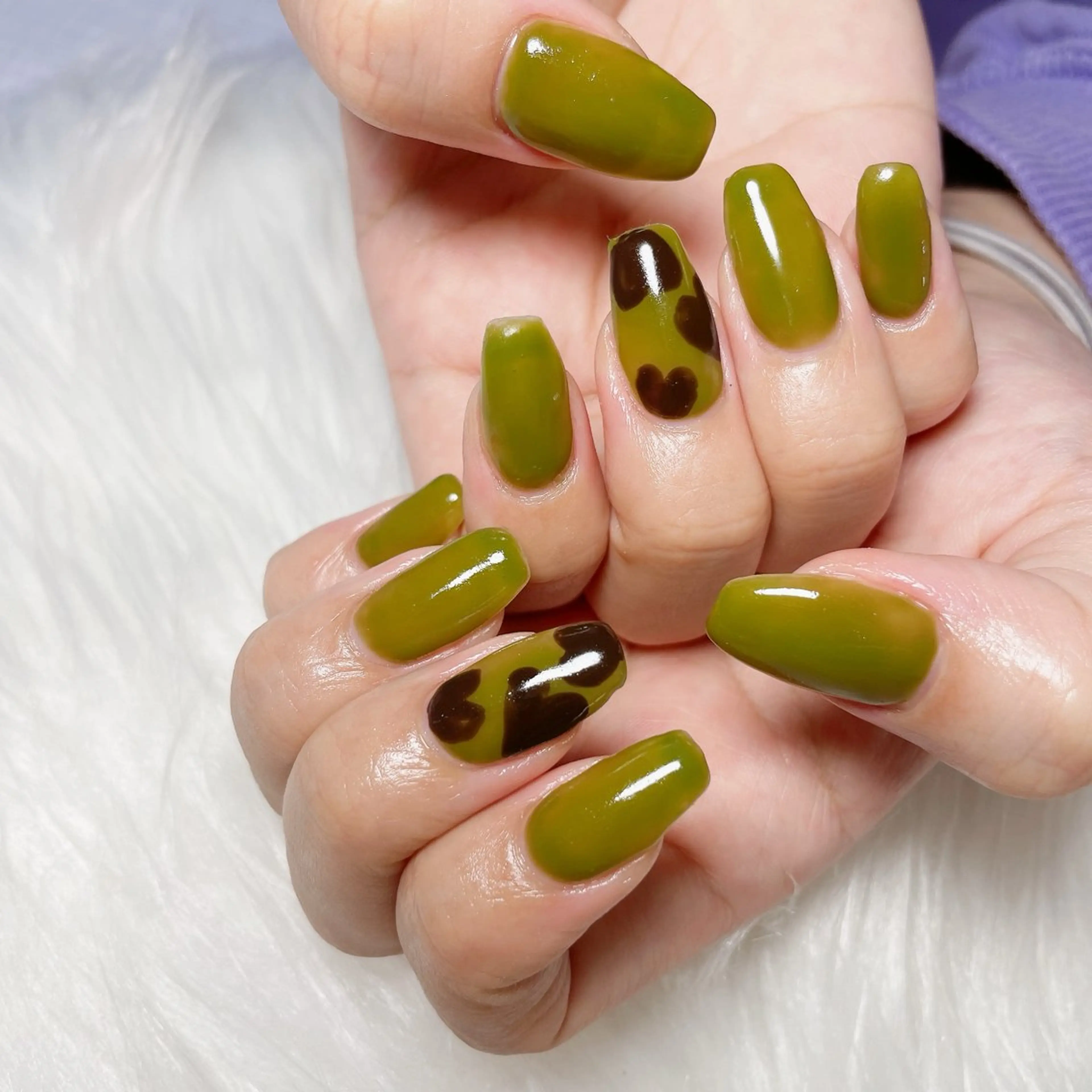 ネイル グリーン ハート nailsalon Rinのネイルデザイン