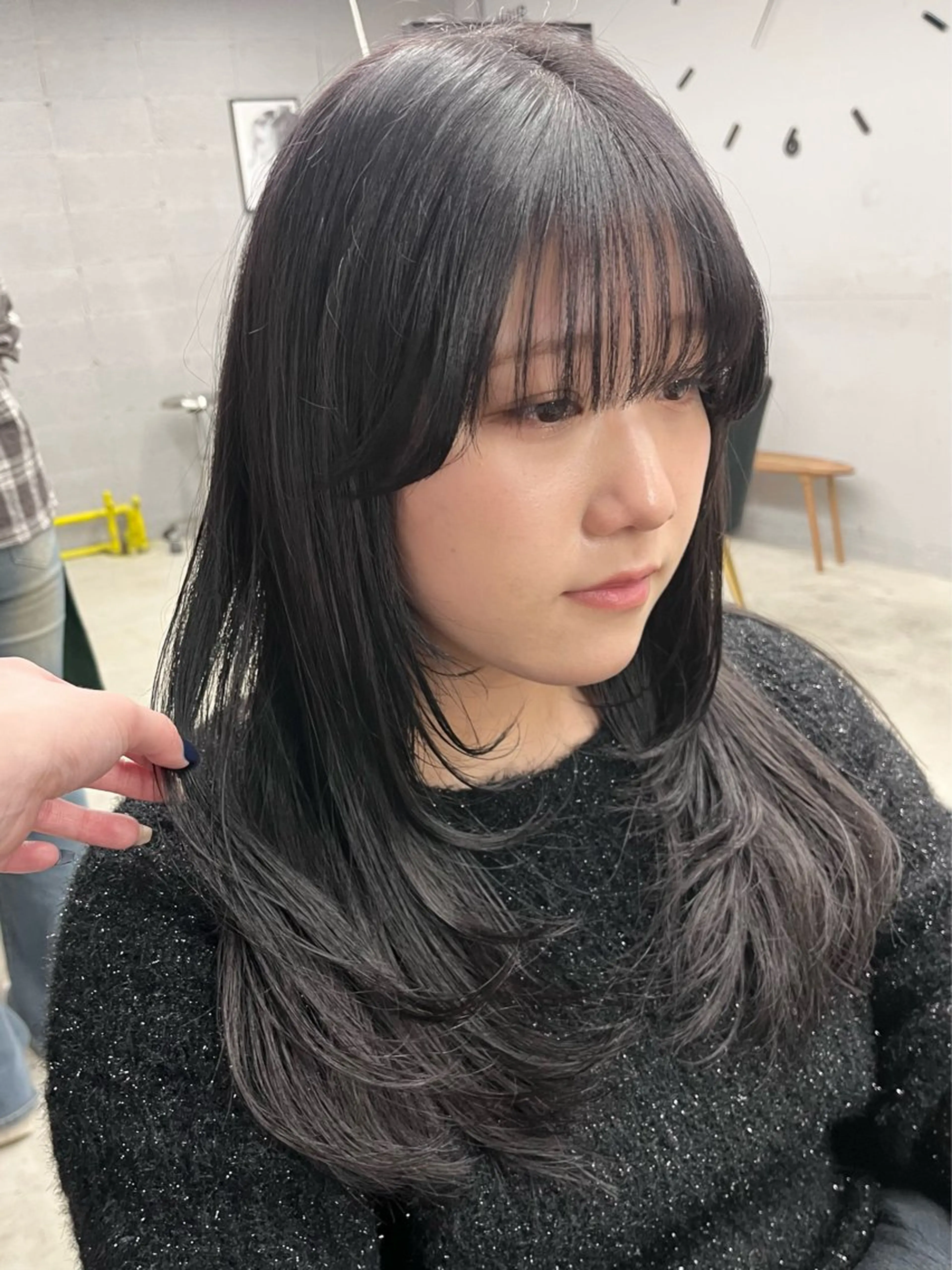 セミロング レイヤーカット カット ヘアカラー トリートメント col sapporo所属・ui/透明感カラー /顔まわり🩷のヘアスタイル