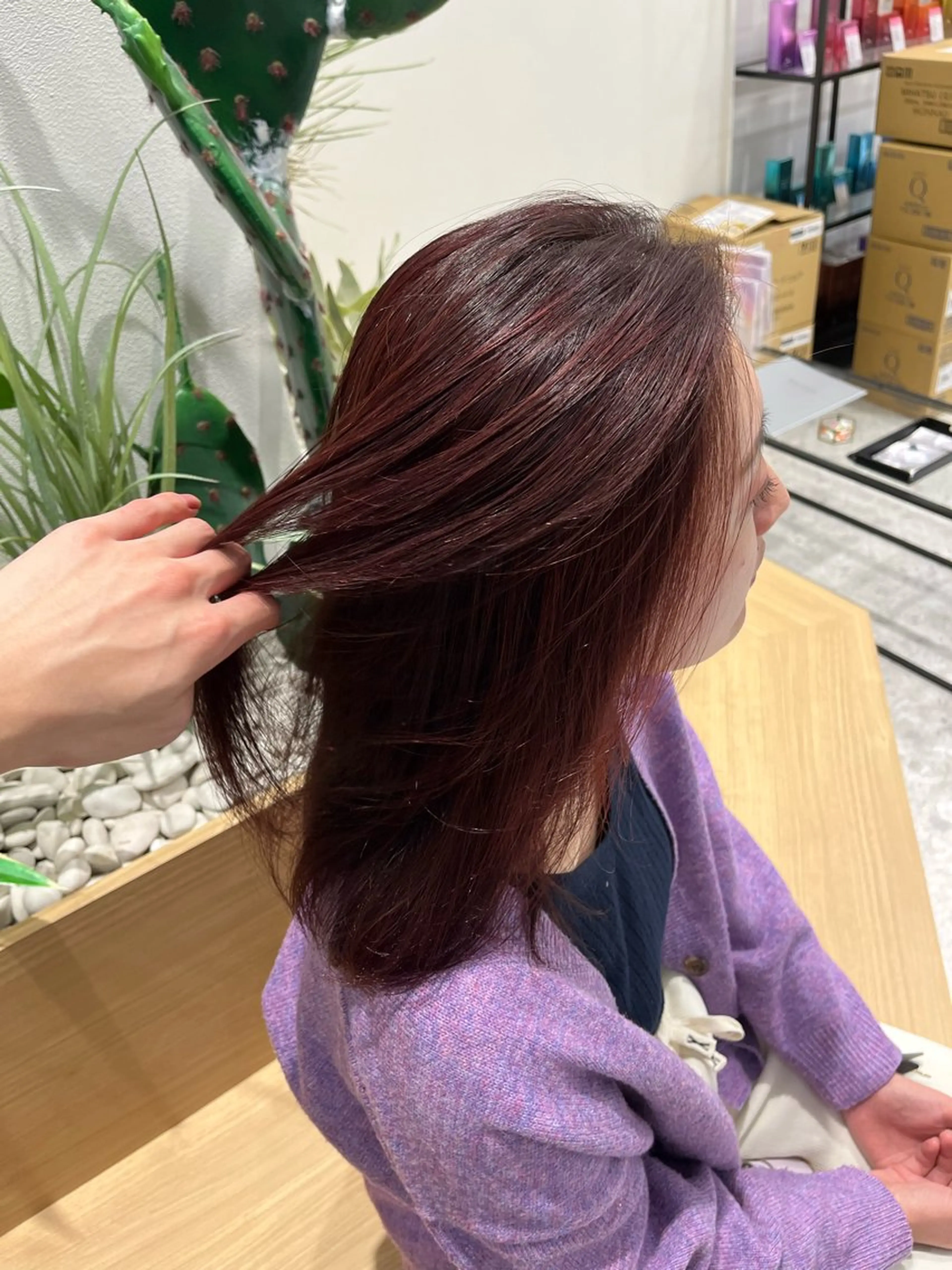 カラー ニュアンスパーマ 曲がる縮毛矯正　爲石のヘアスタイル