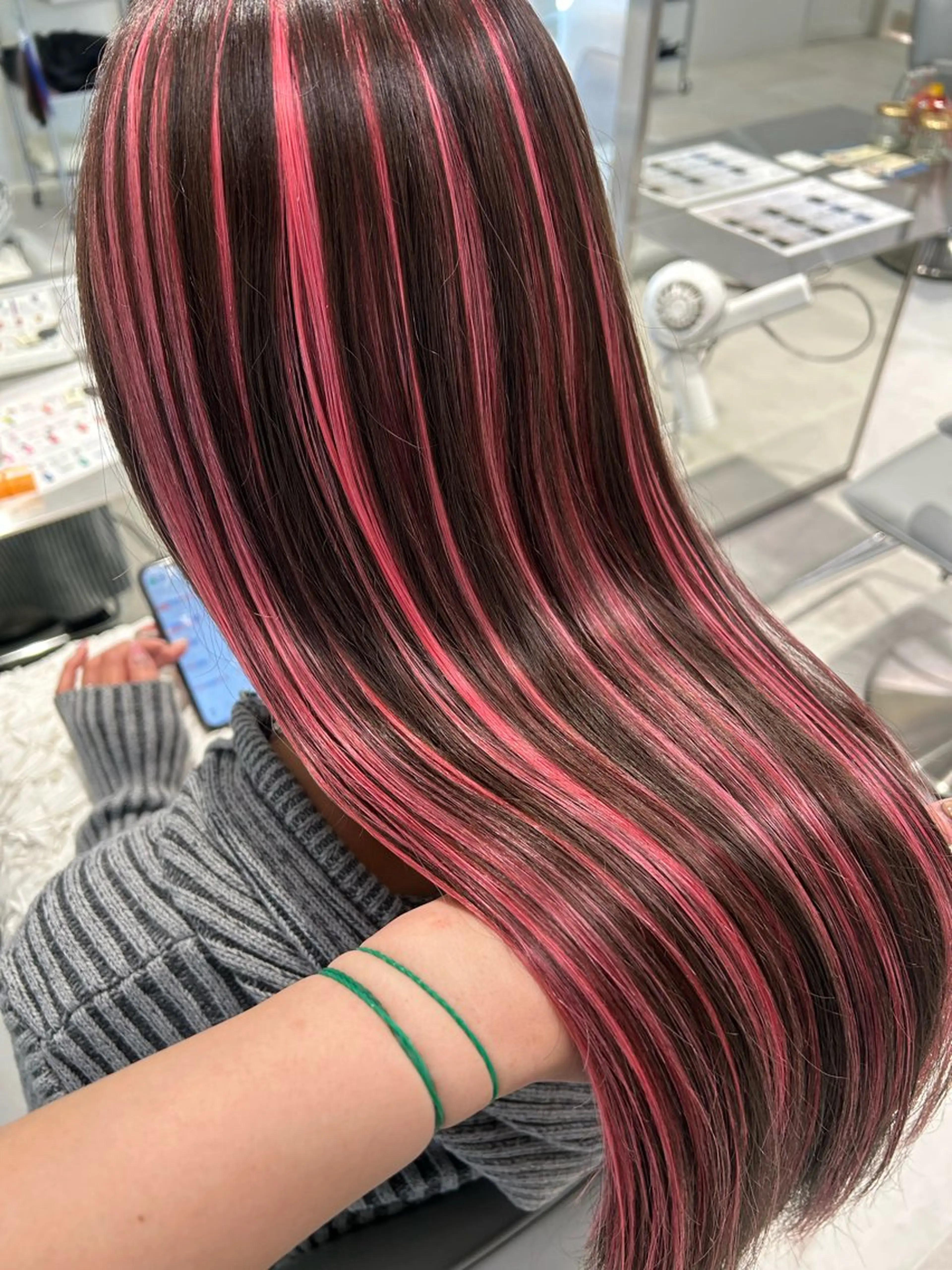 ロング カラー ハイライトカラー エクステ ハイライト エクステ keen 立川のヘアスタイル
